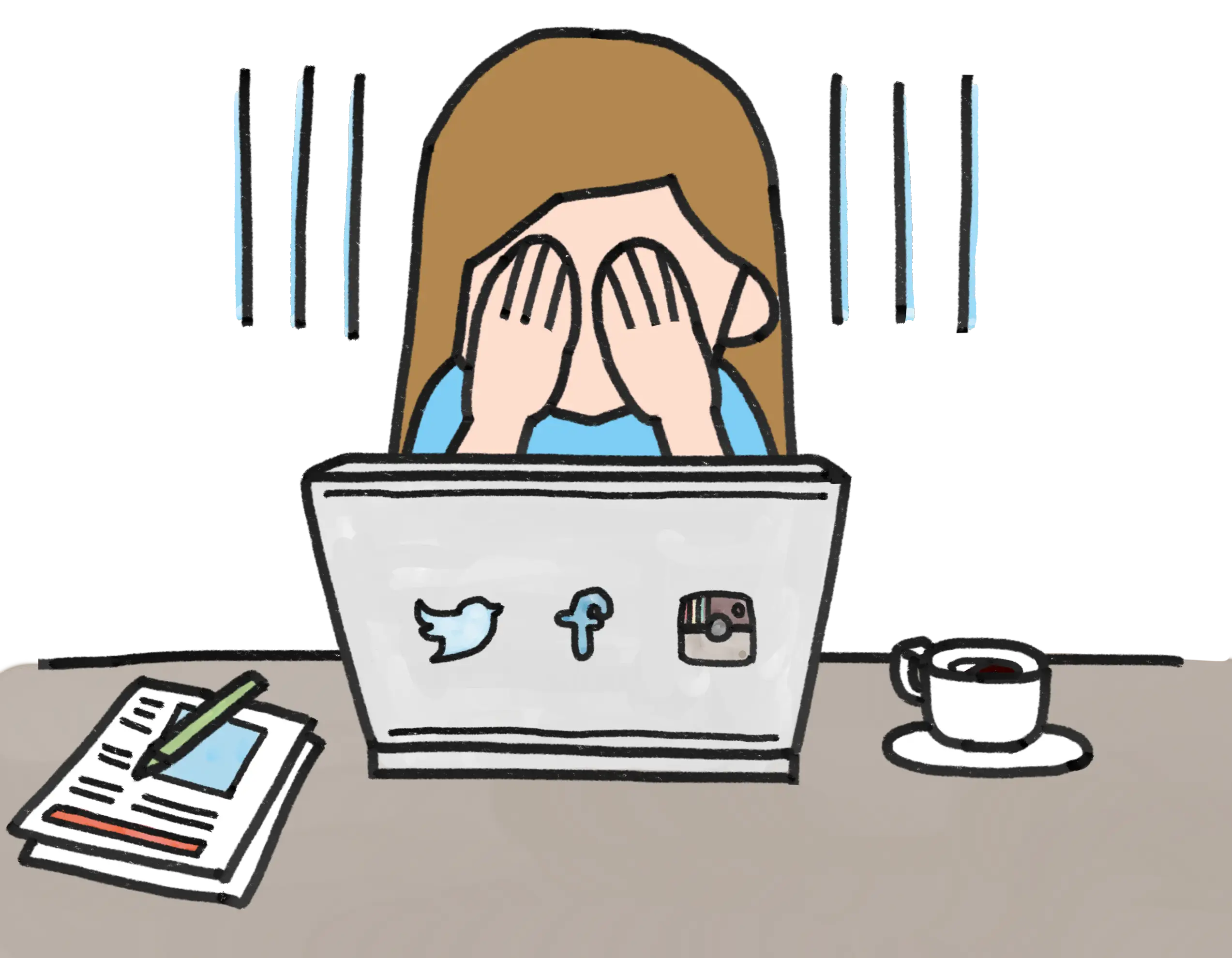 Stressed Cartoon Woman with Laptop Illustration