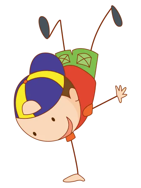Cartoon Boy Performing Breakdancing Move