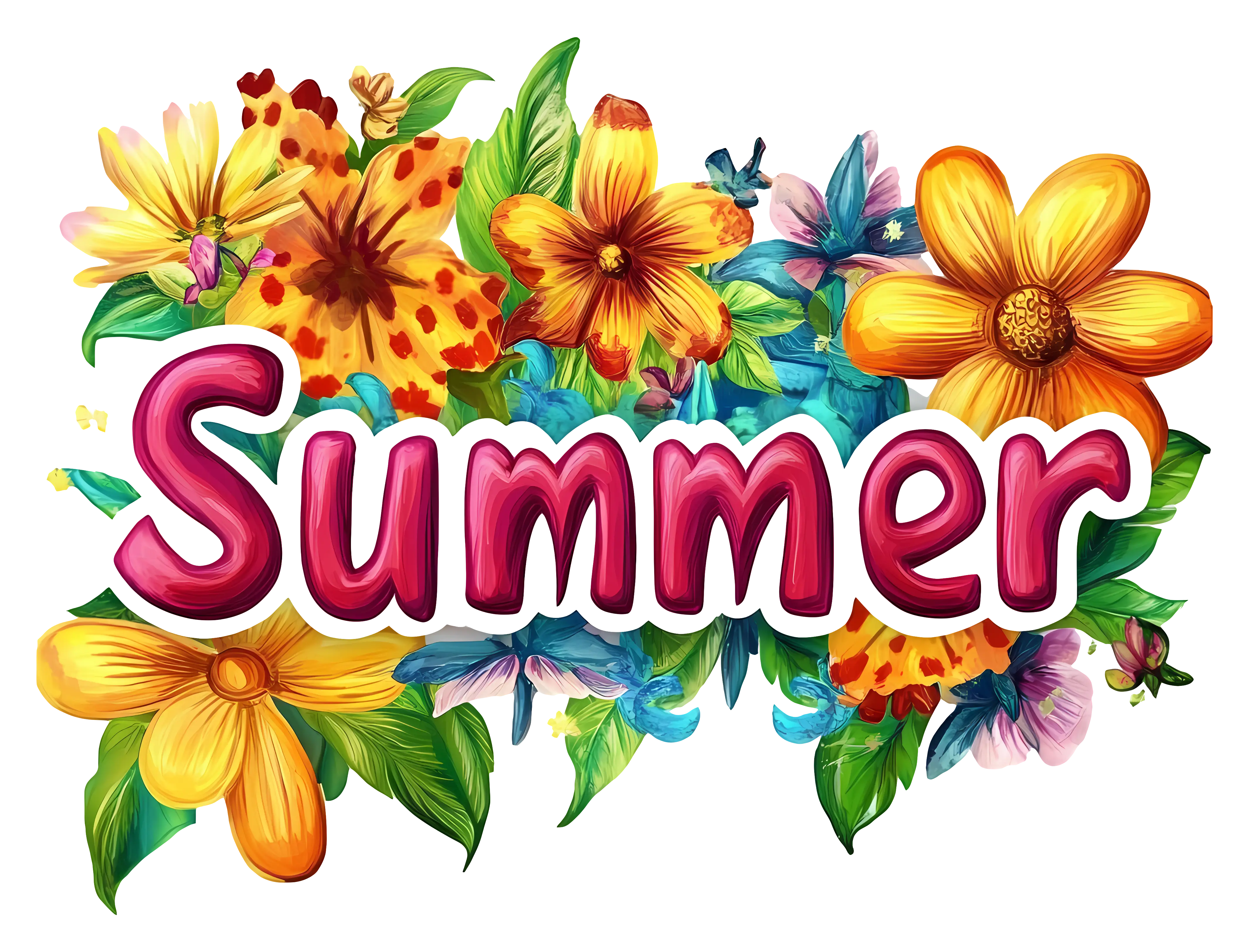 Colorful Summer Flowers Illustration