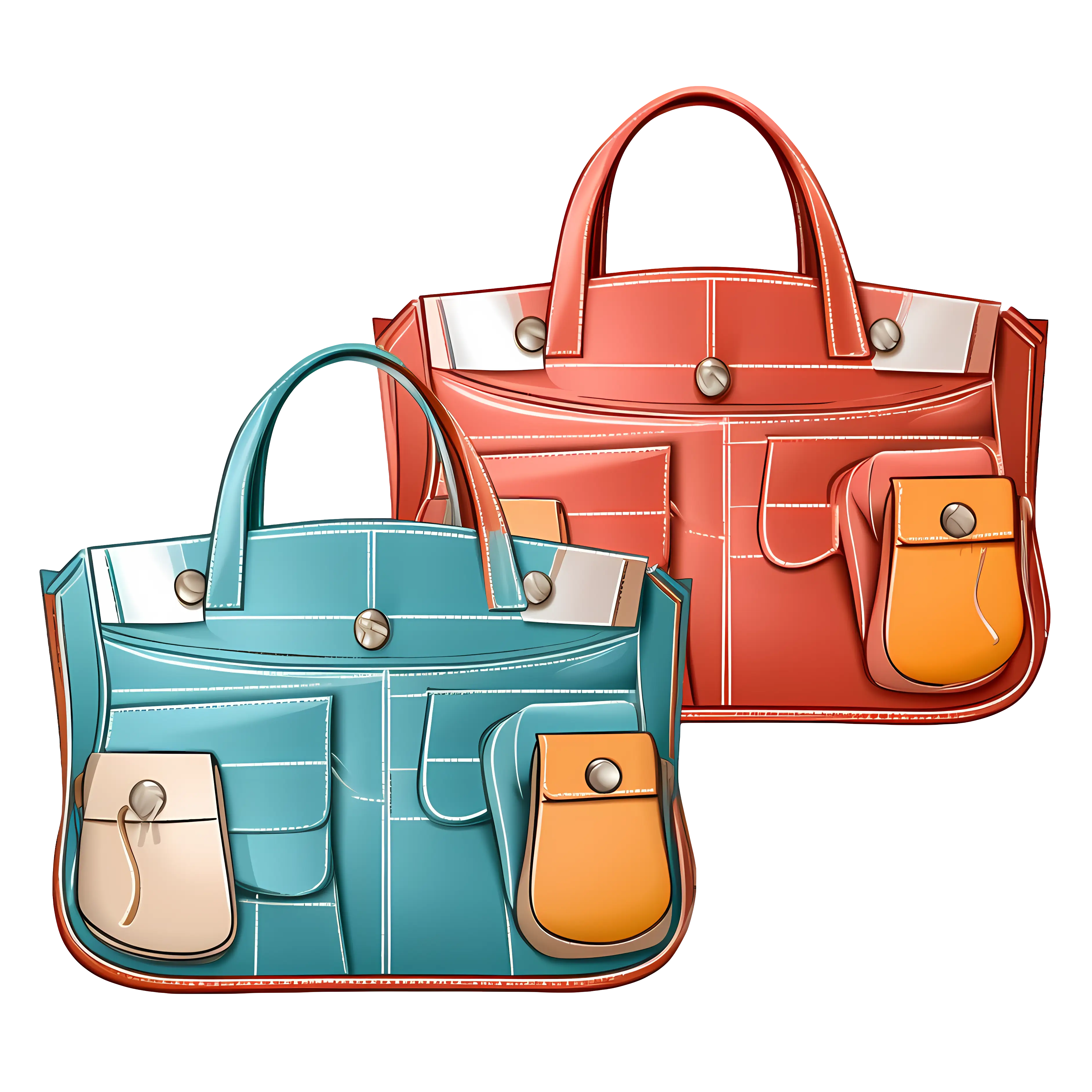 Colorful Cartoon Handbags Illustration
