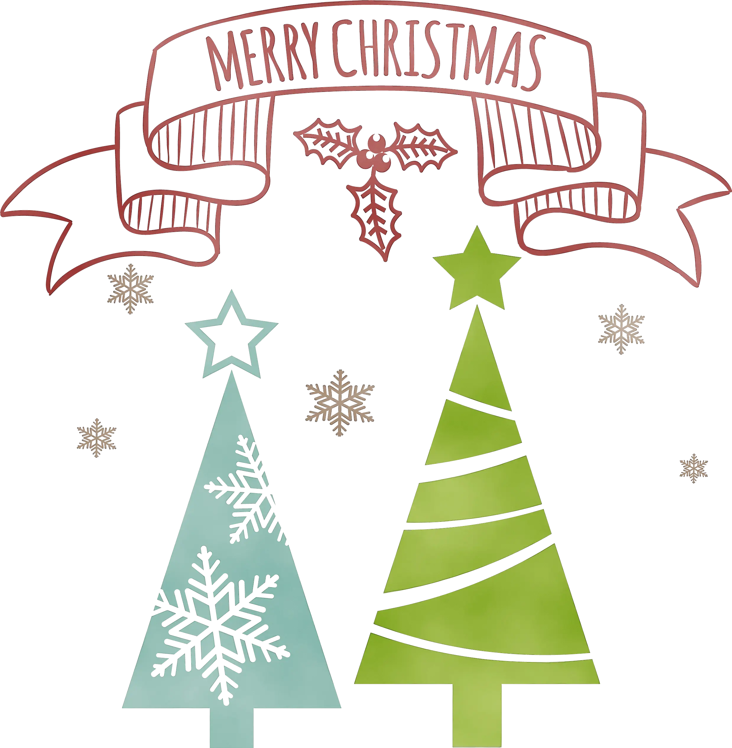 Christmas Trees with Snowflakes