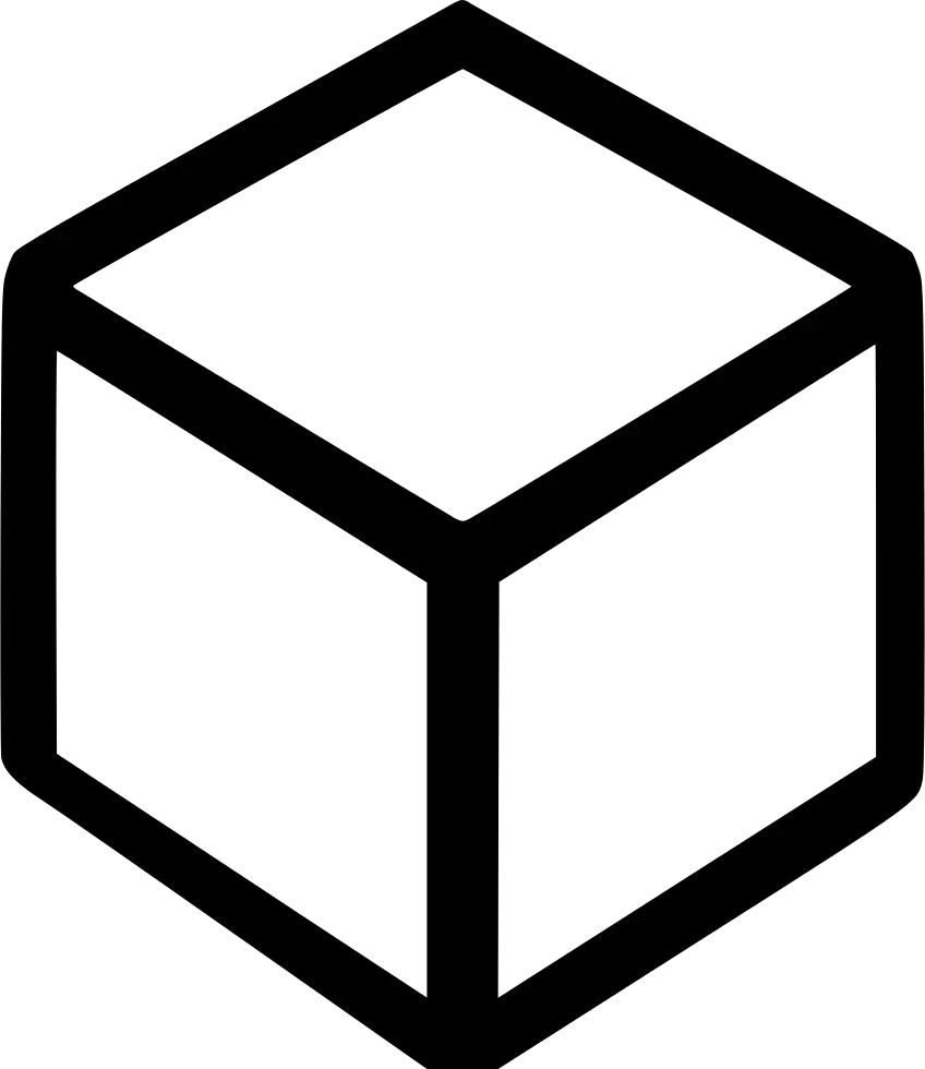 3D Cube Outline in Black Design