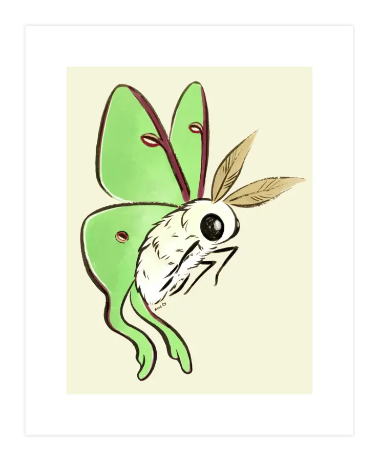 Green Moth Illustration