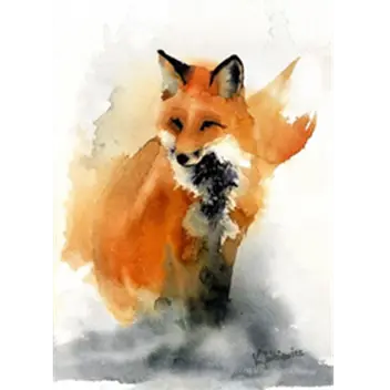 Watercolor Painting of a Fox