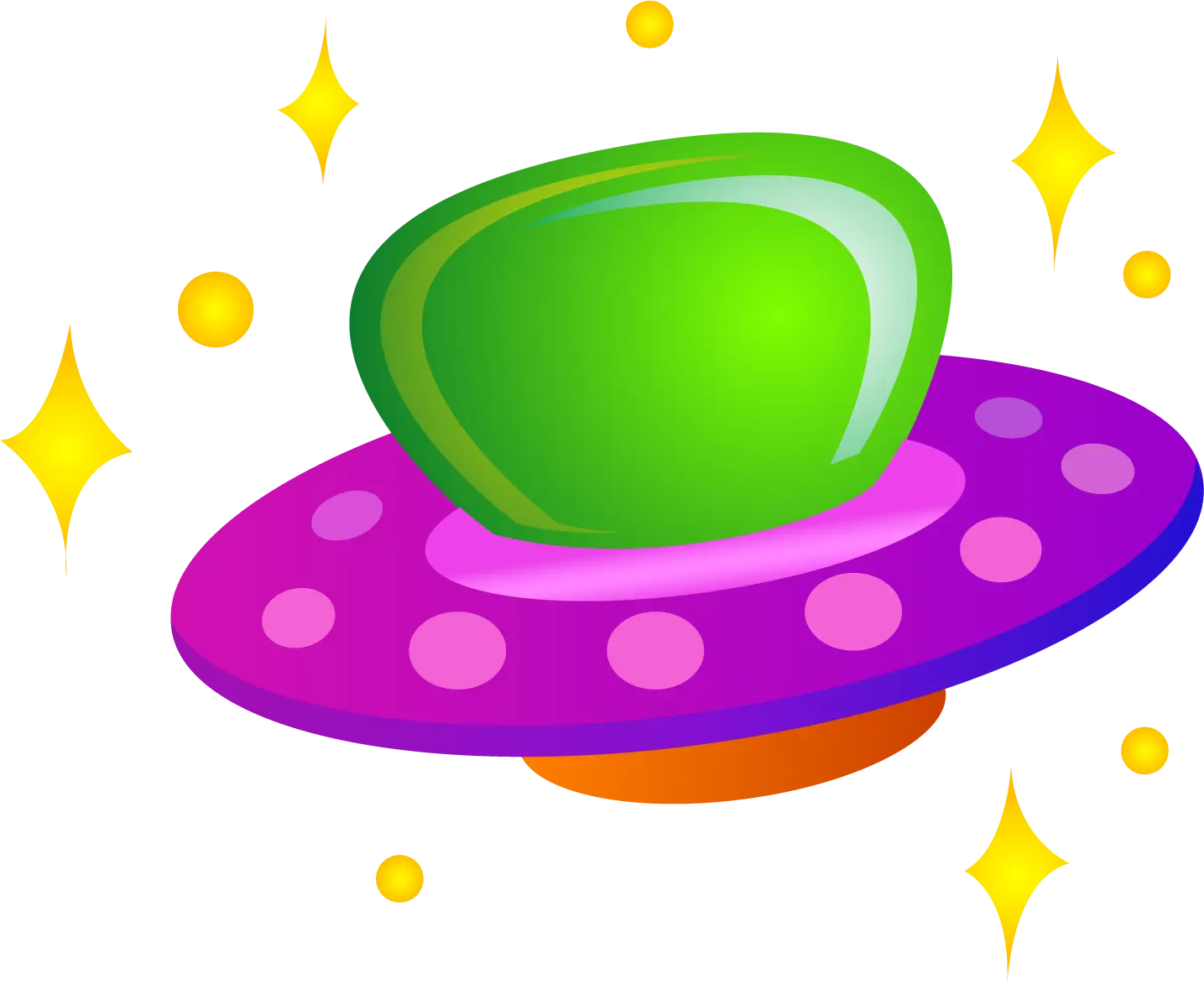 Colorful Cartoon UFO with Sci-Fi Charm