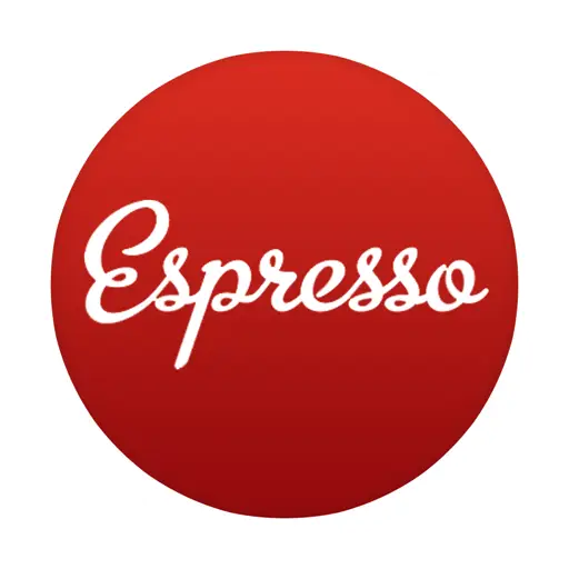 Espresso Text in Red Circle Logo