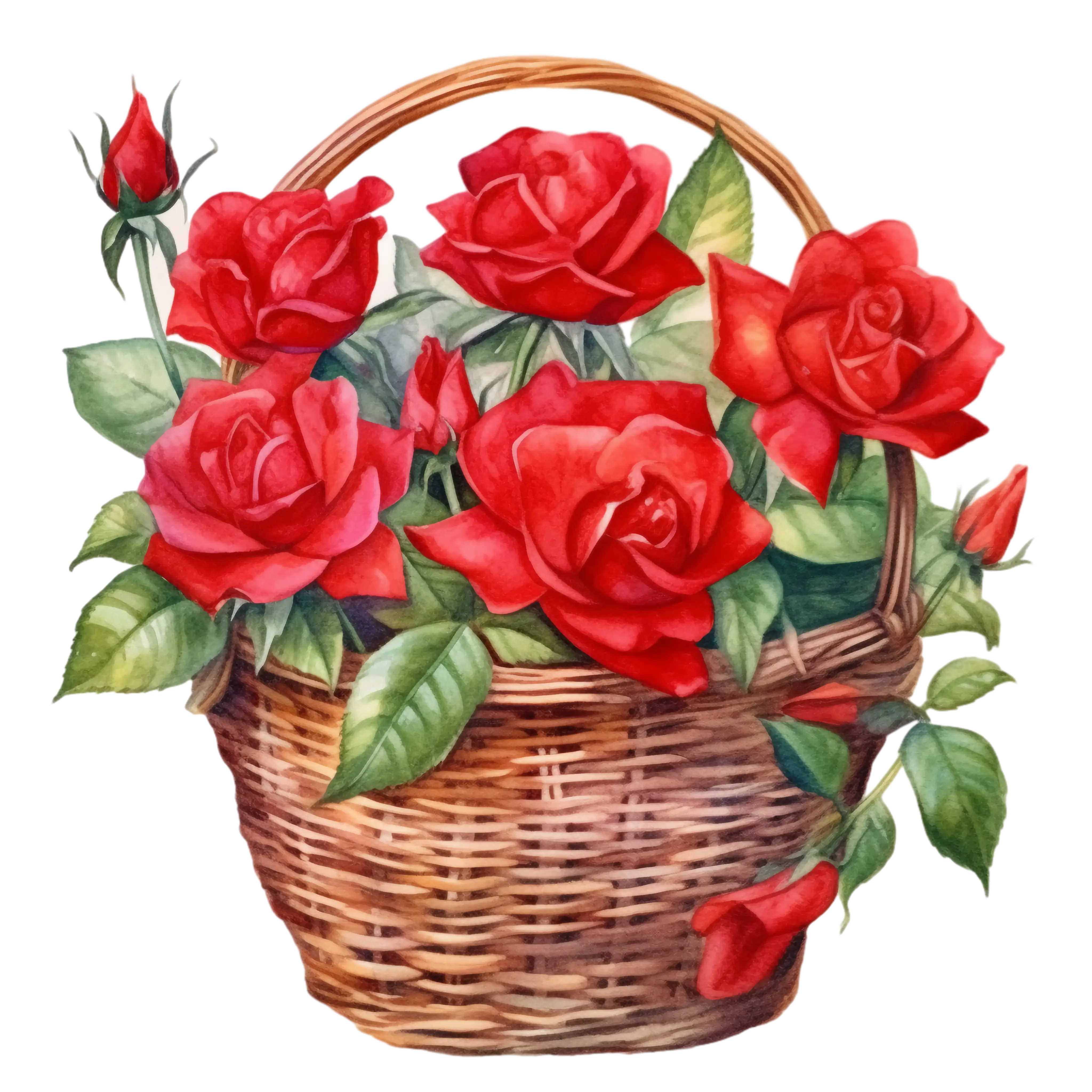Basket of Red Roses in a Beautiful Arrangement
