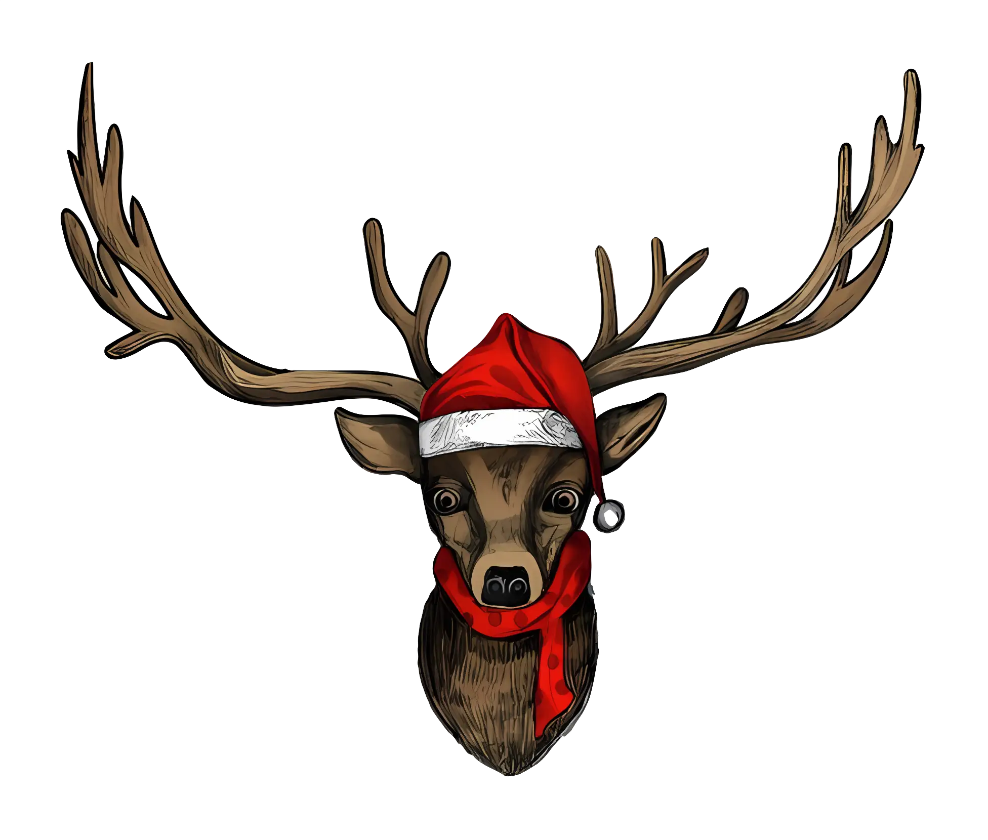 Festive reindeer with Santa hat