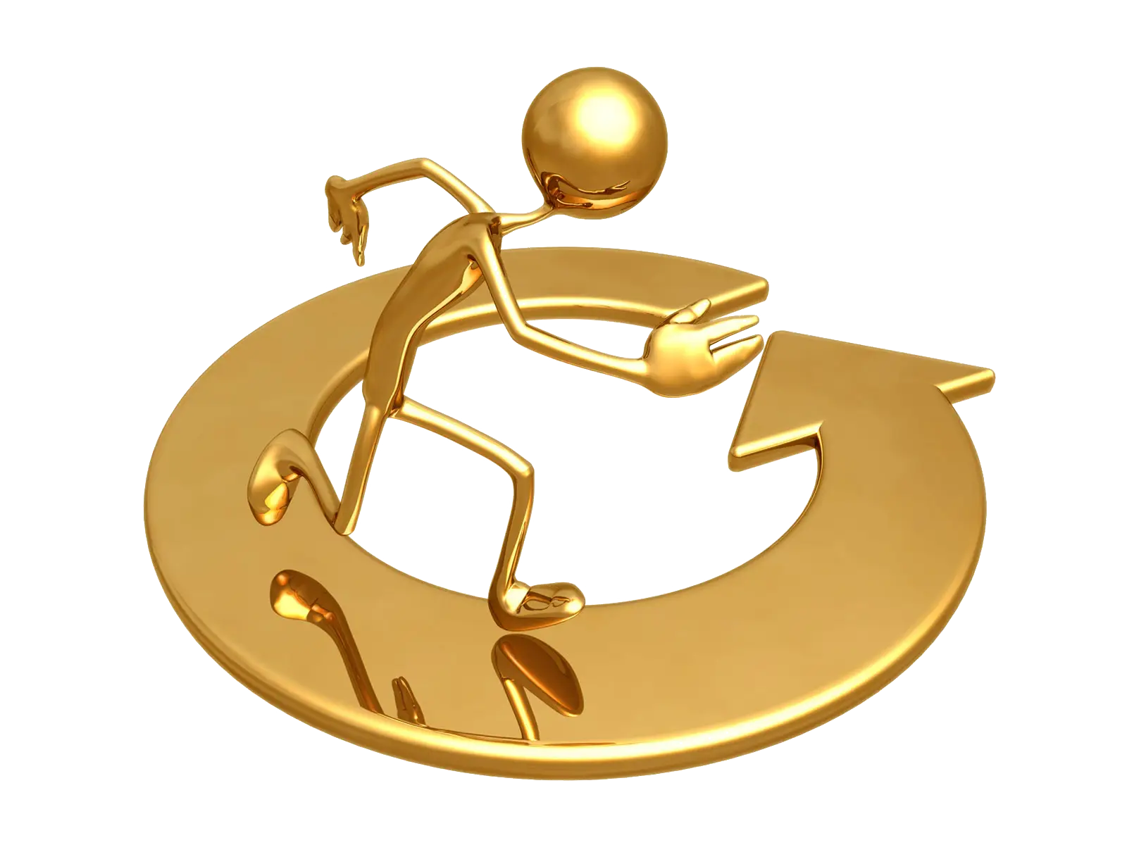 Golden Figure with Arrow Symbol
