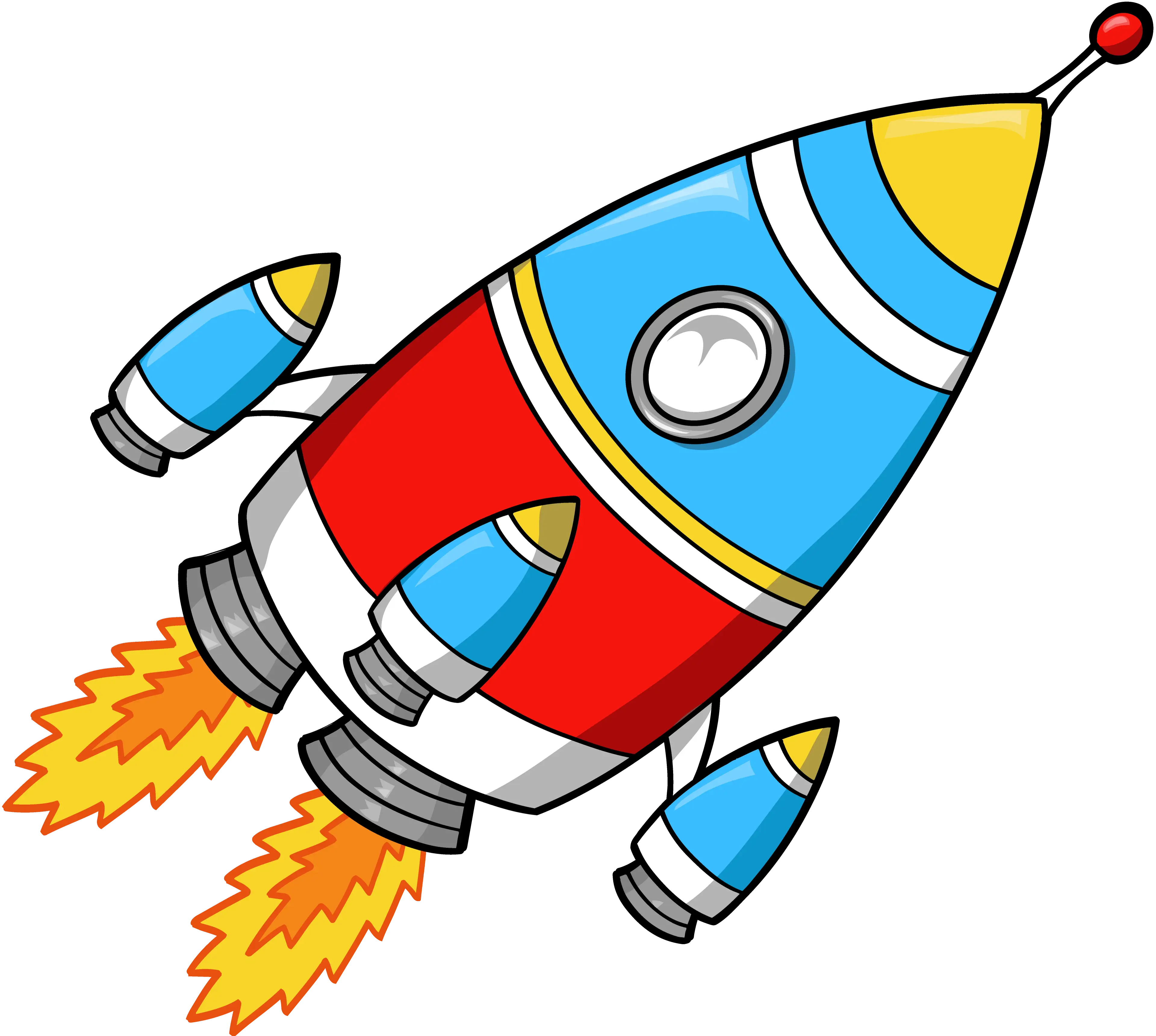 Colorful Cartoon Rocket in Space