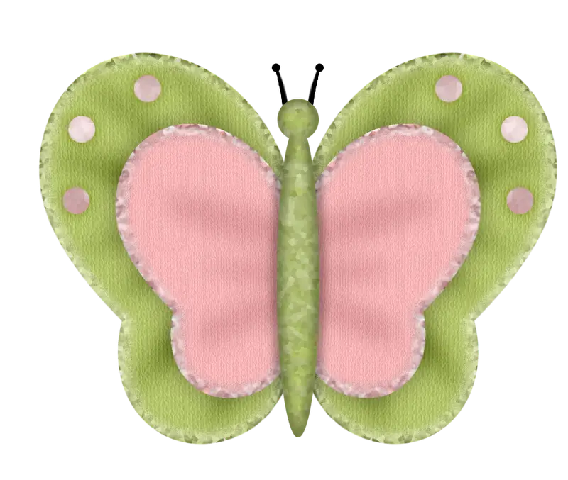Pink and Green Decorative Butterfly Illustration