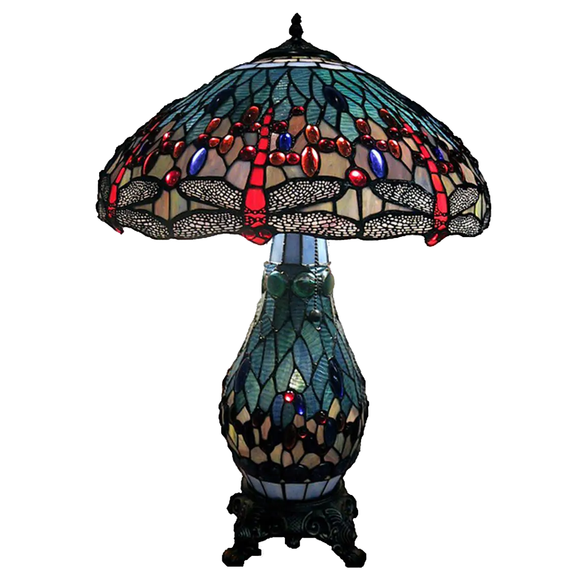 Vintage Tiffany Lamp with Stained Glass