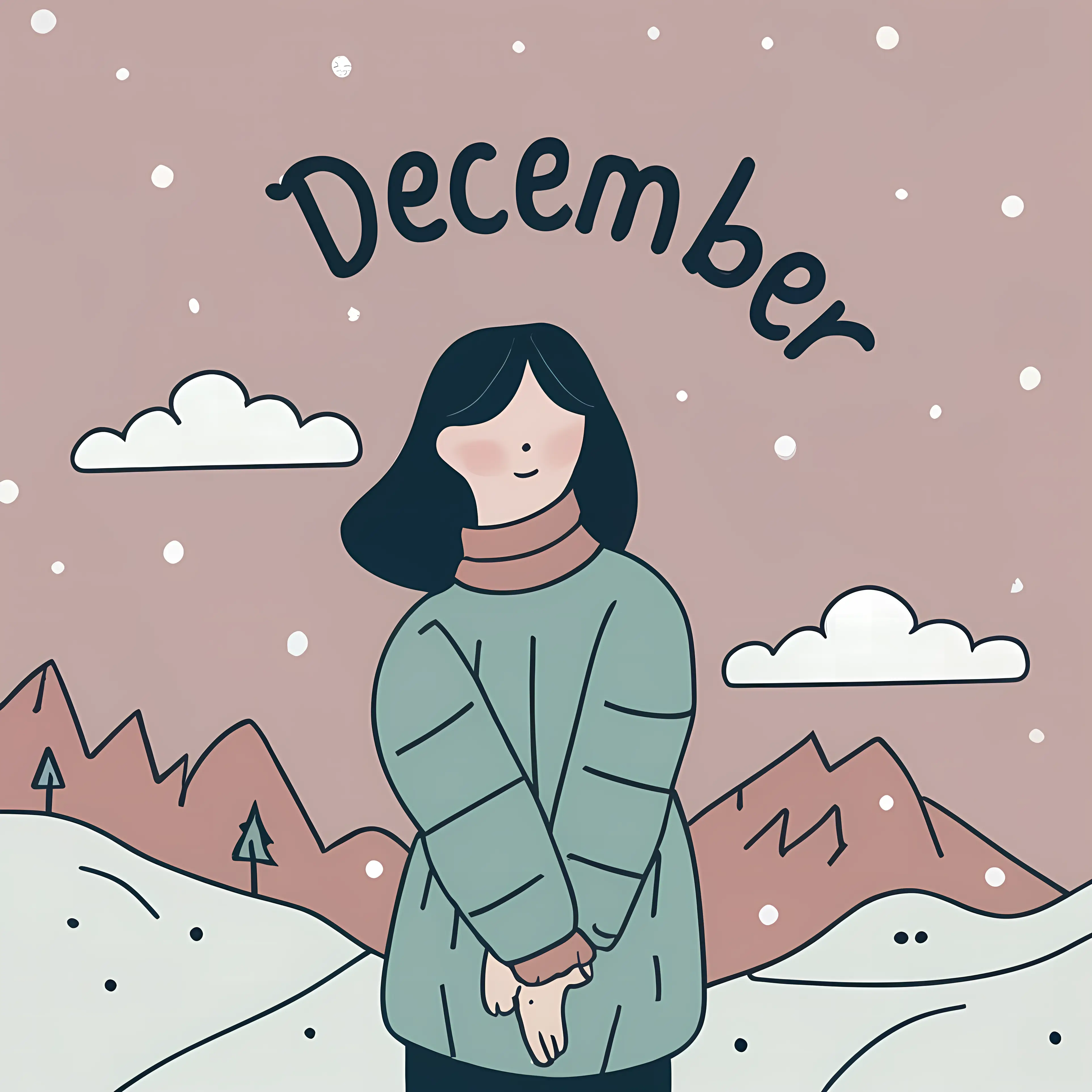 December Winter Illustration