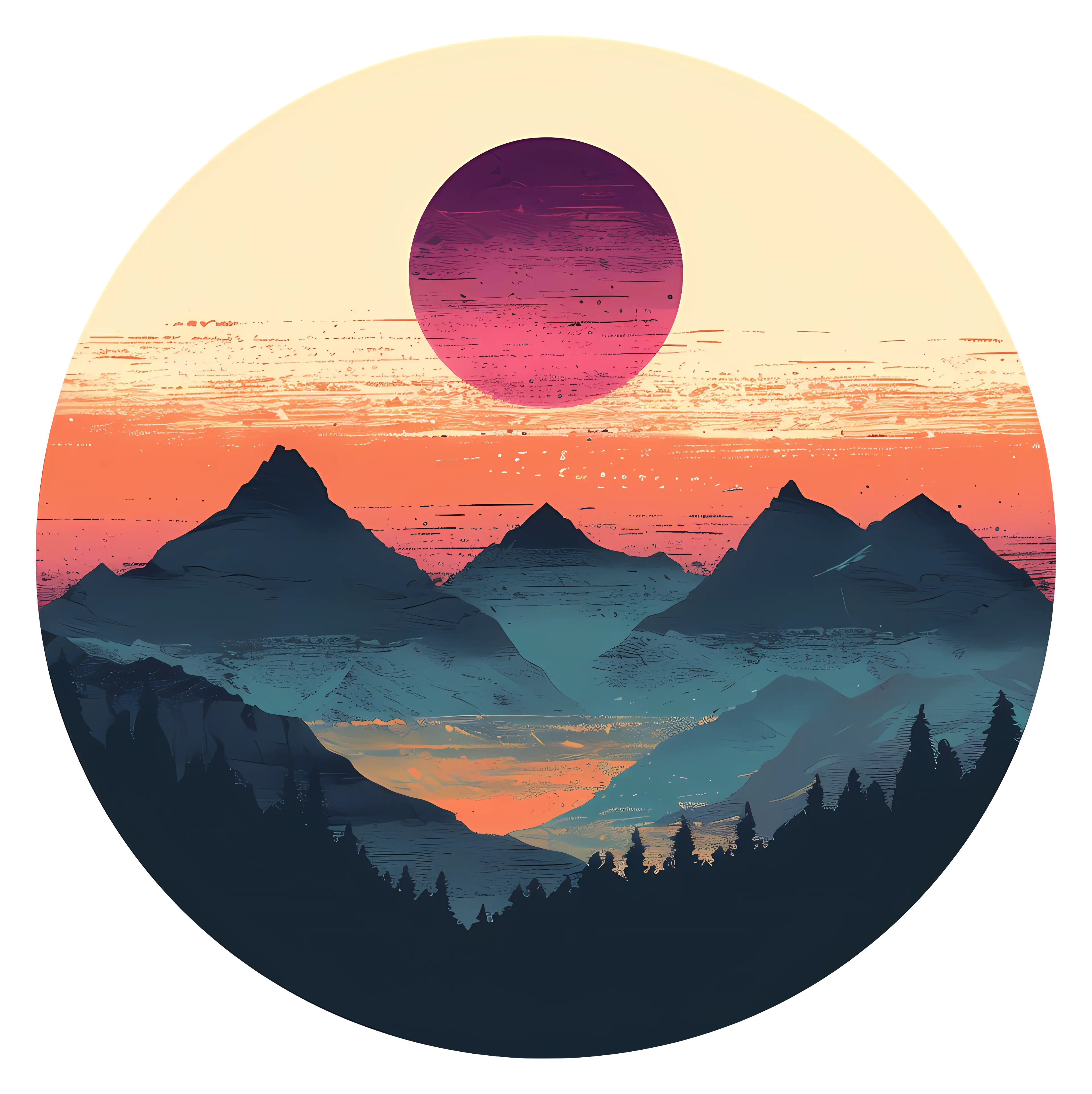 Sunset Over Mountains Digital Art