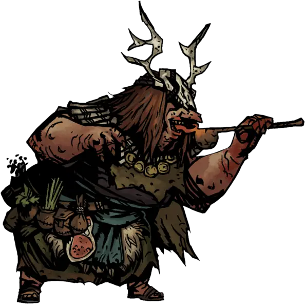 Fantasy Character with Horned Headgear and Staff