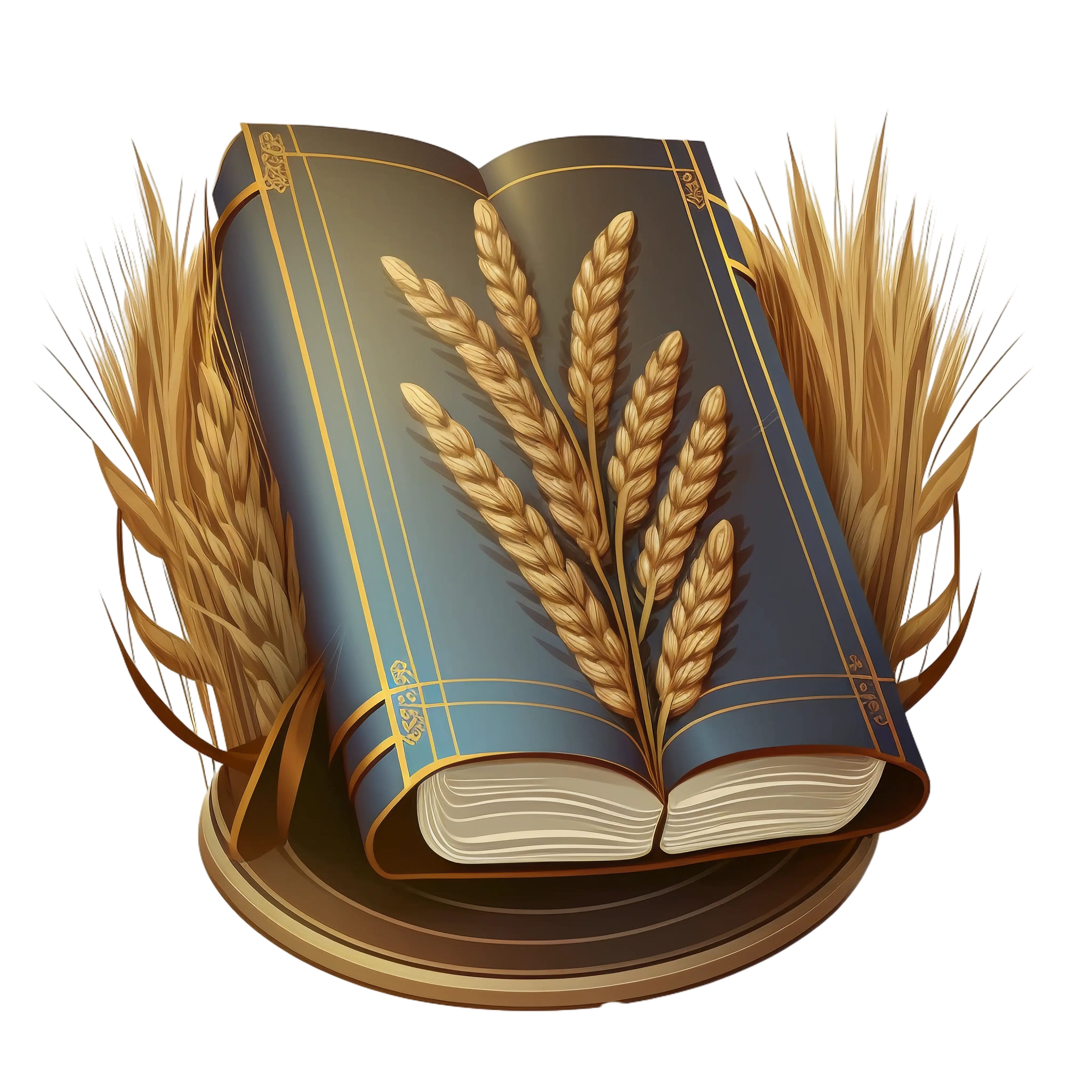 Book with Wheat Decoration Illustration