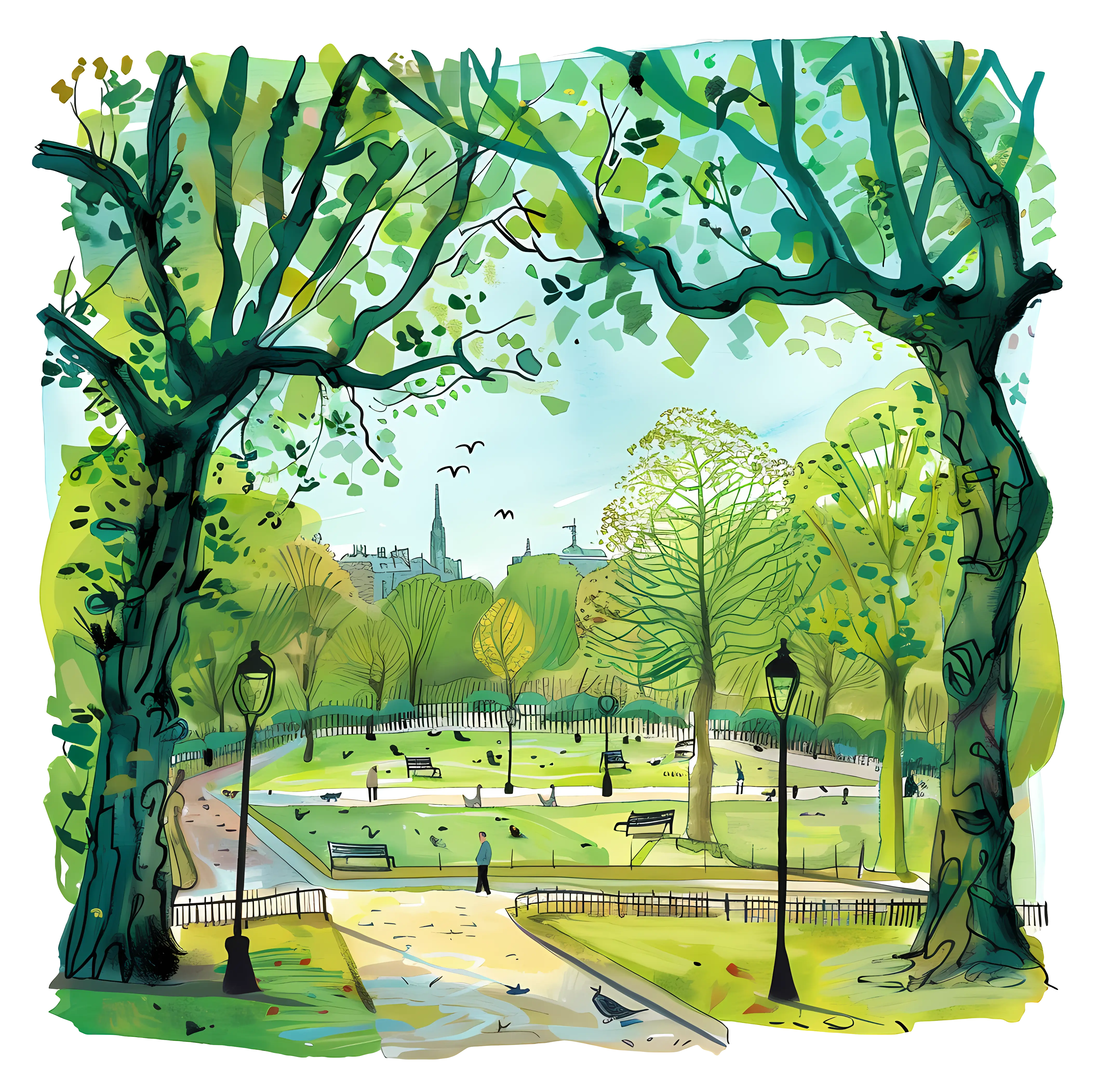 hyde park park trees benches sky