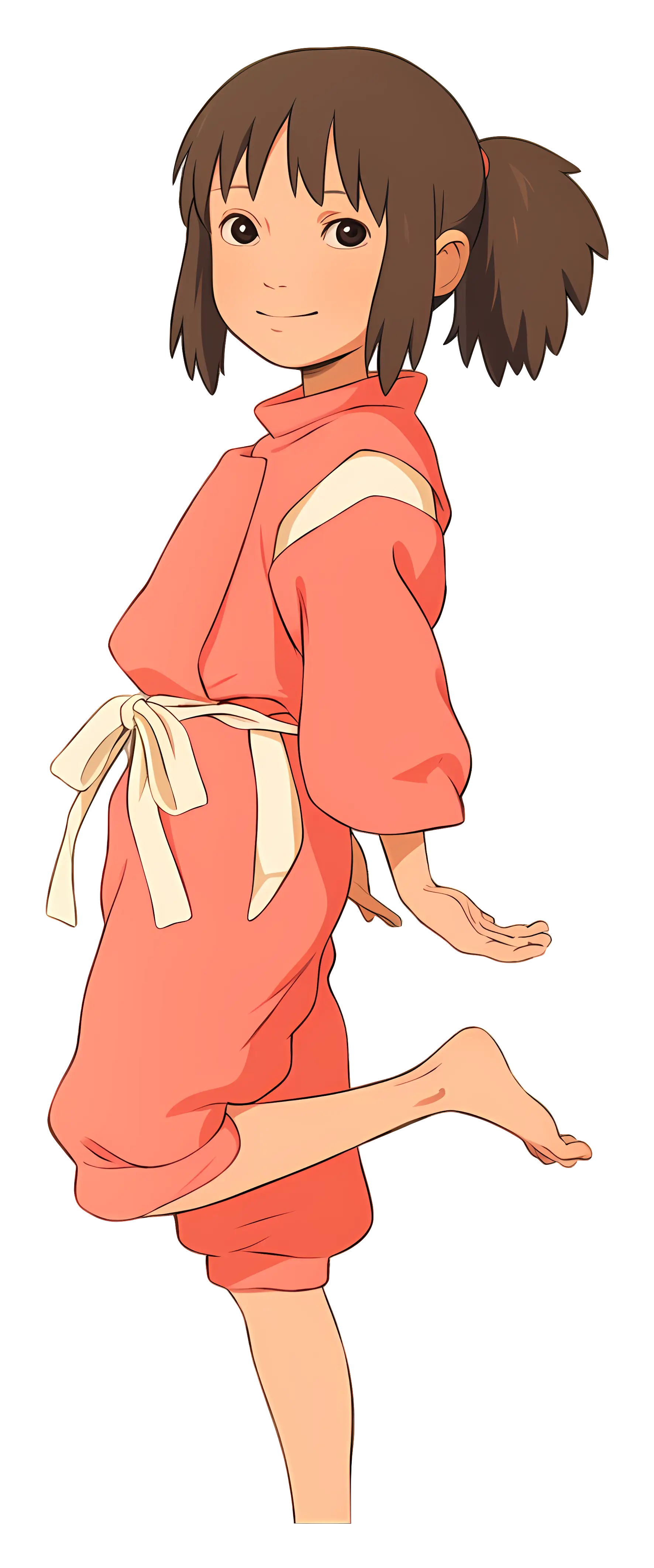 Cartoon Girl in Red Outfit with Playful Pose