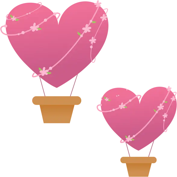 Pink Heart Hot Air Balloons with Flowers