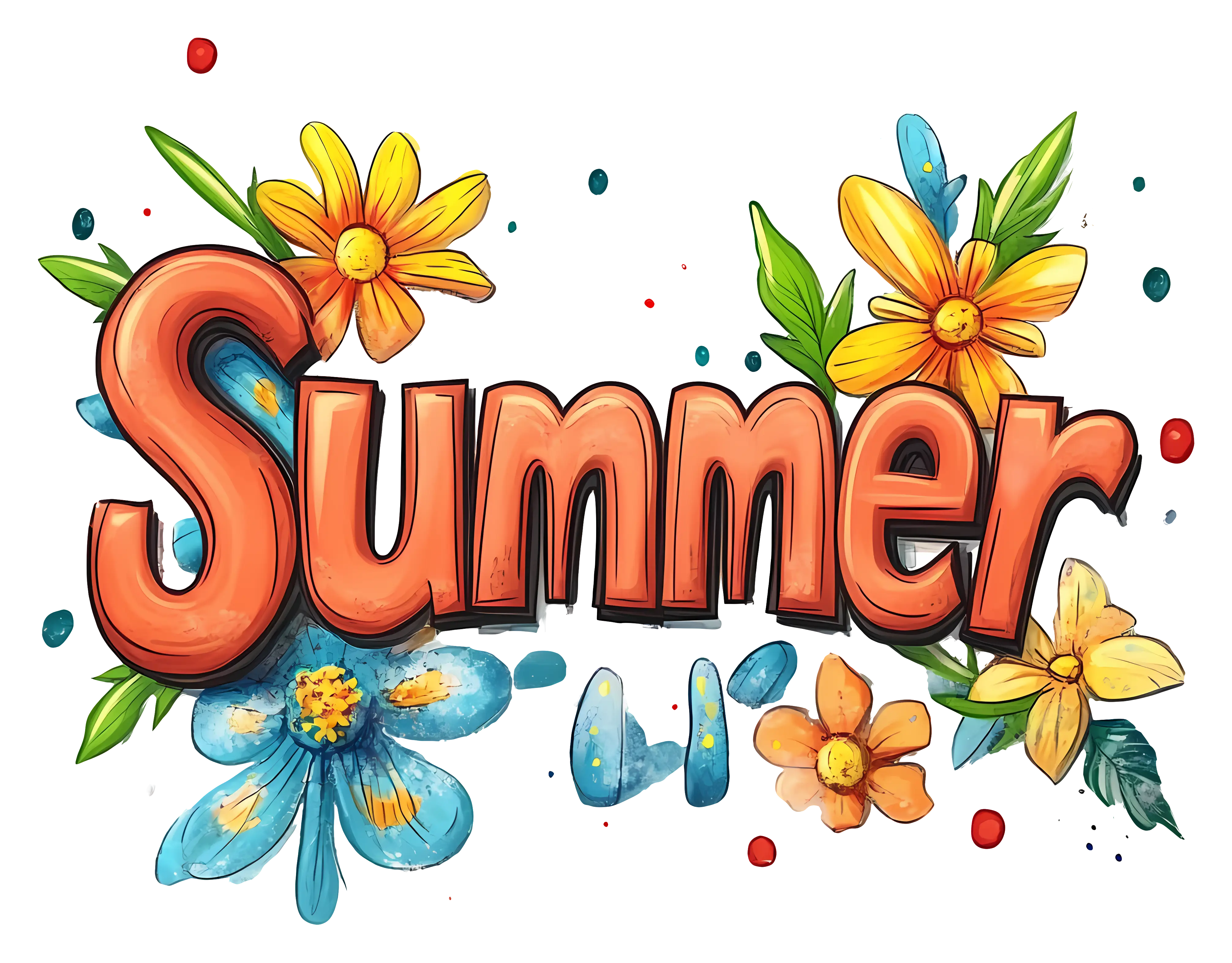 Colorful Summer Flowers Illustration