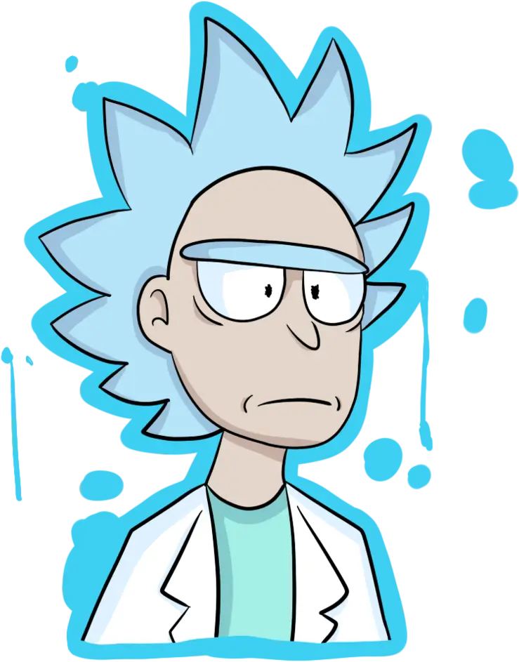 Cartoon Scientist with Blue Hair