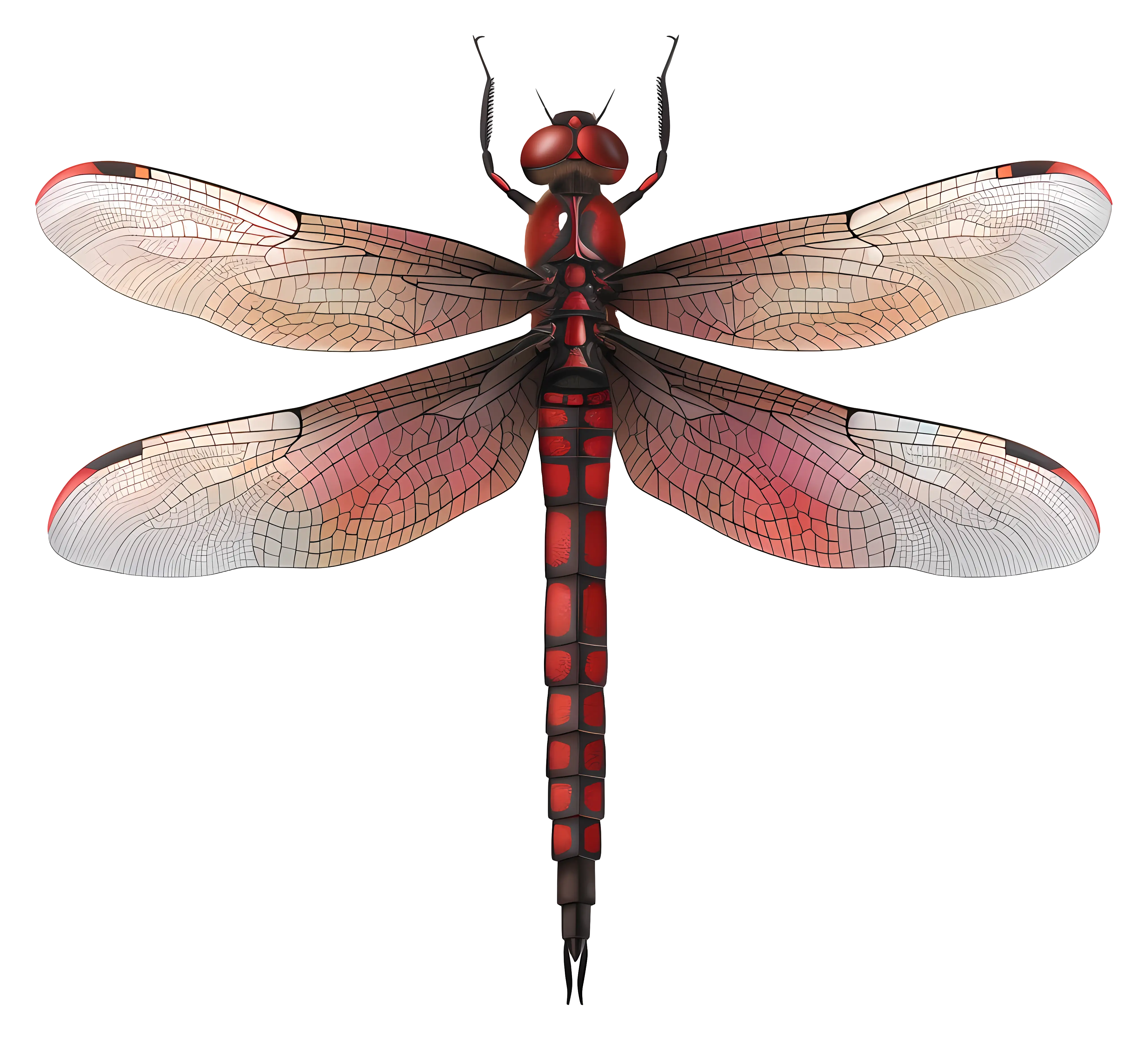 Detailed Red Dragonfly Illustration
