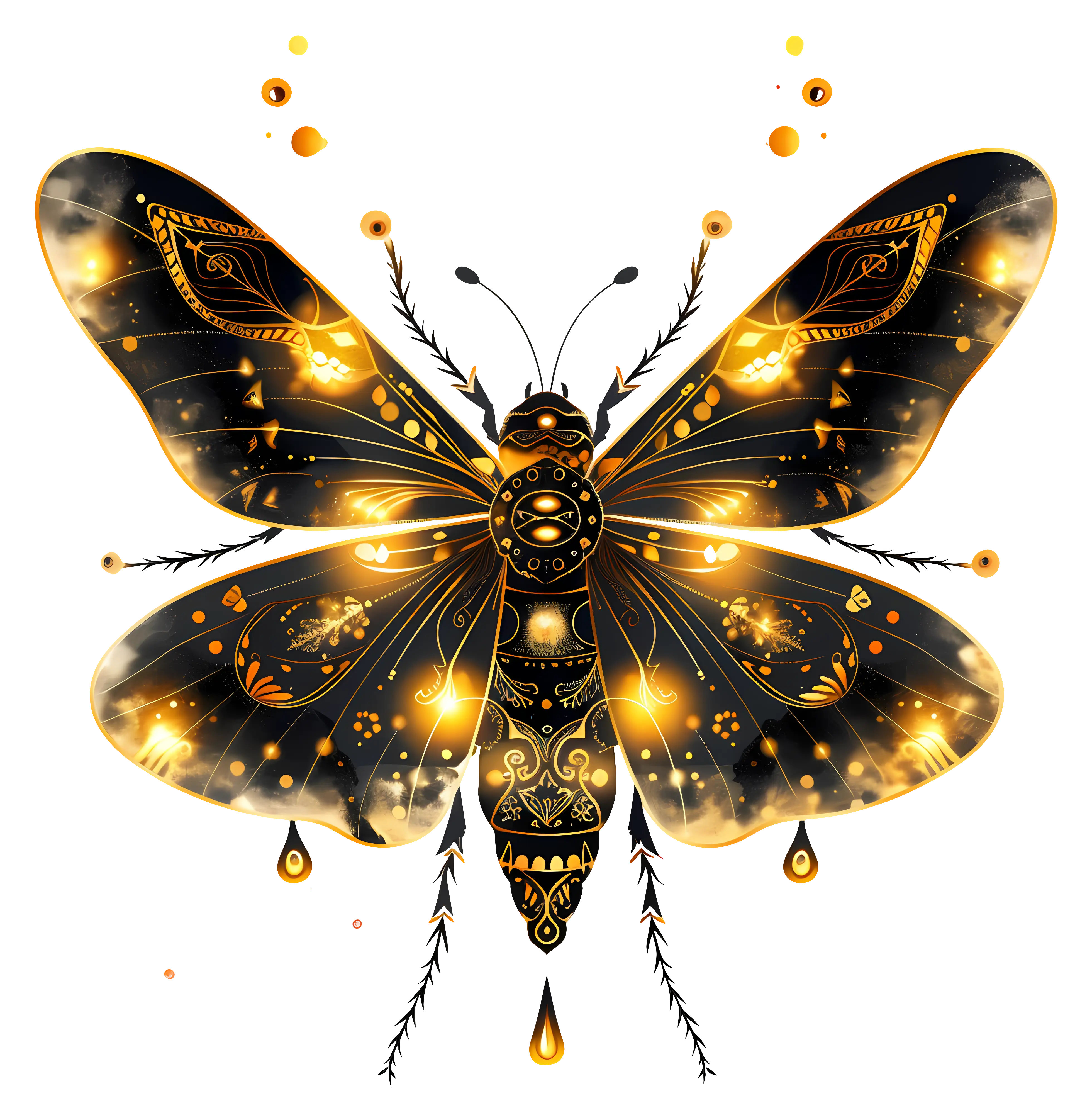 Decorative Glowing Fantasy Butterfly Illustration