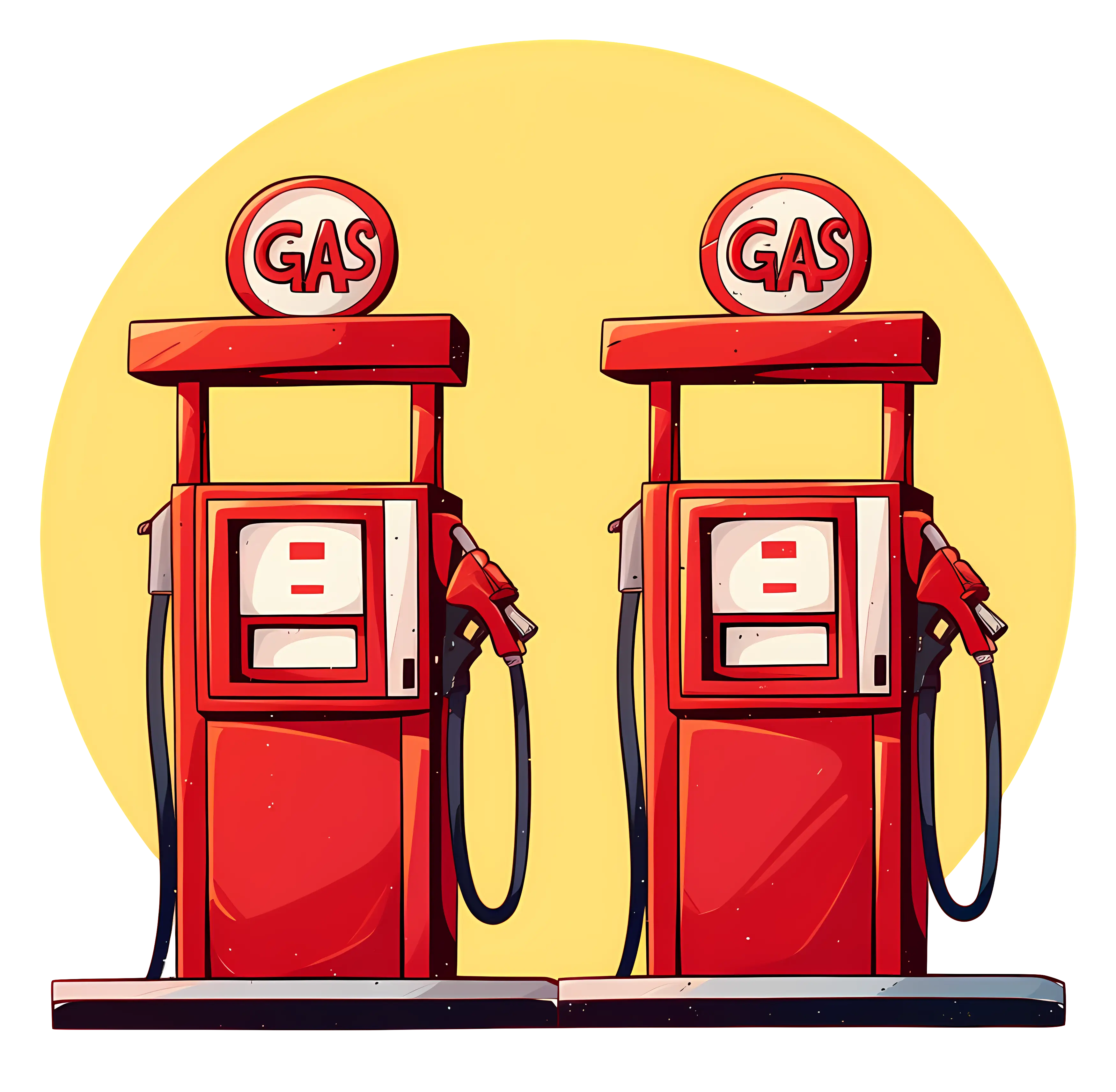 Red Gas Pumps Illustration in Cartoon Style