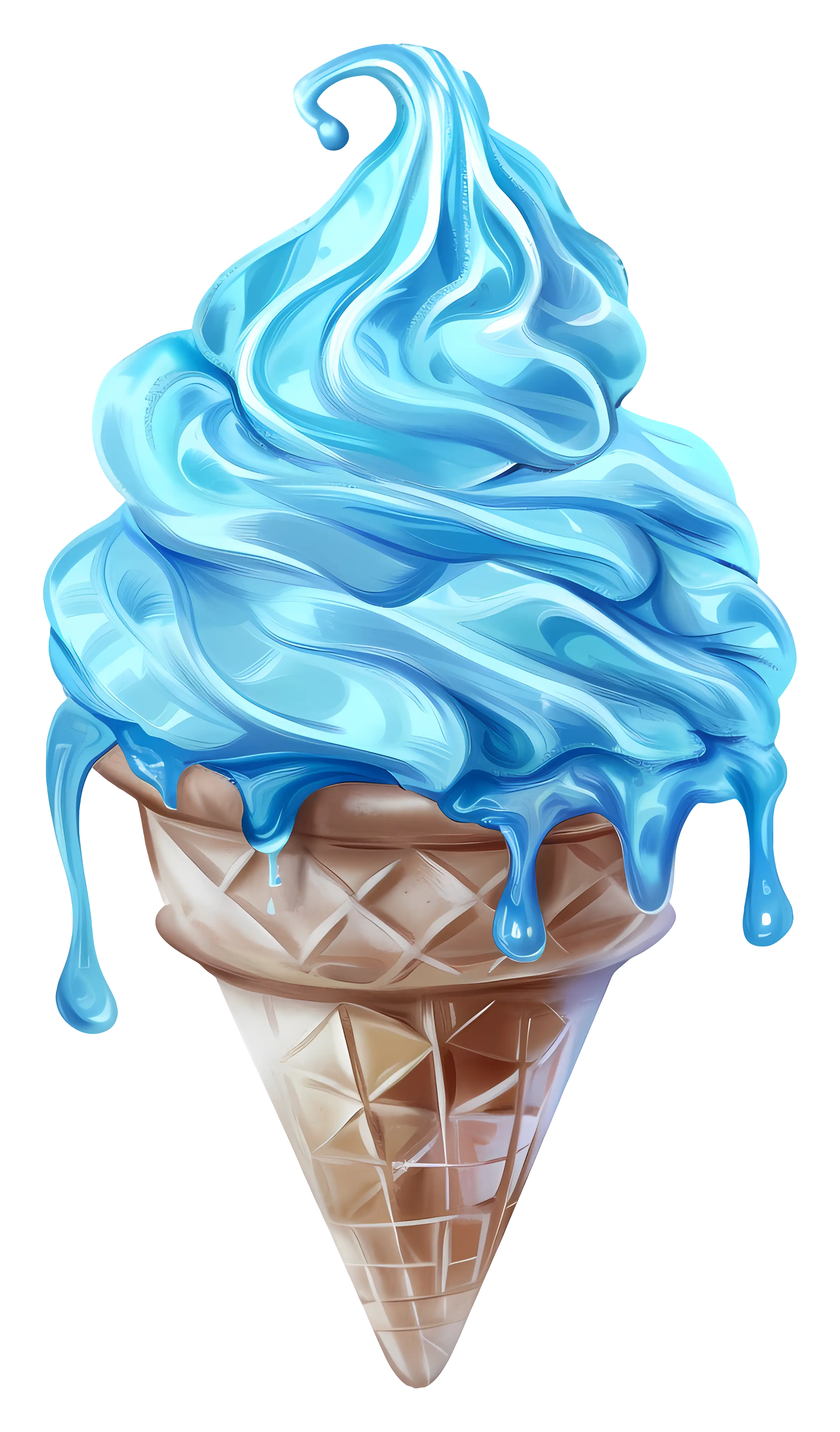 Blue Ice Cream in Waffle Cone