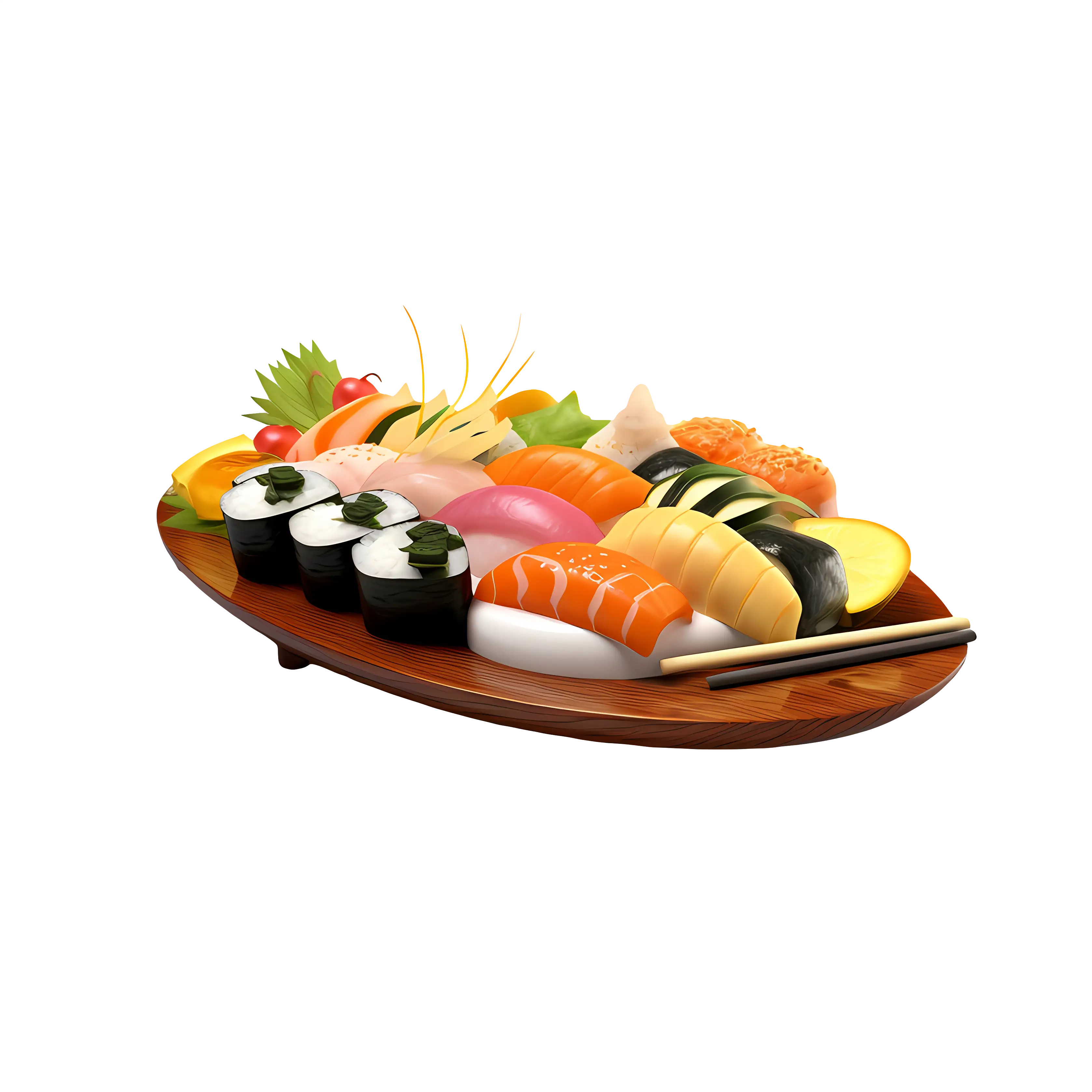 Fresh sushi platter with assorted varieties