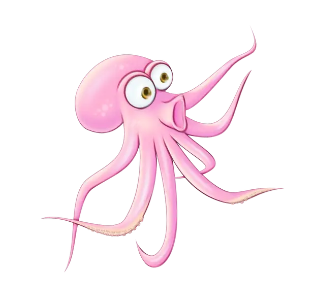 Cute Pink Octopus Cartoon Design