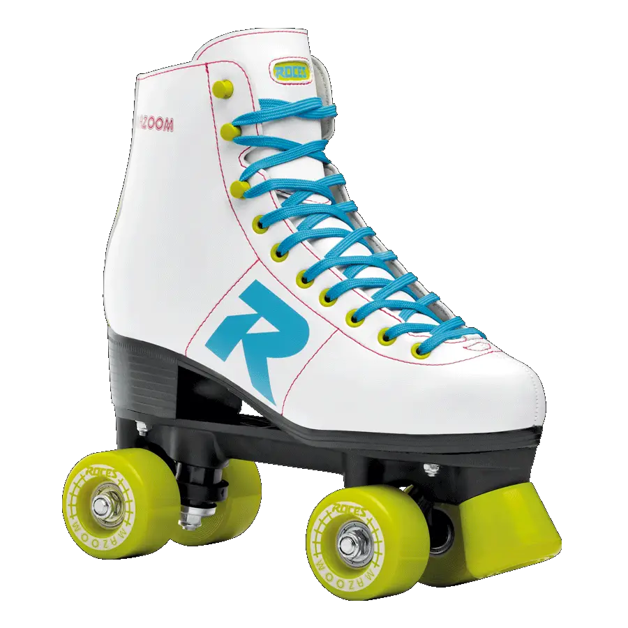 Retro White Roller Skate with Colorful Wheels