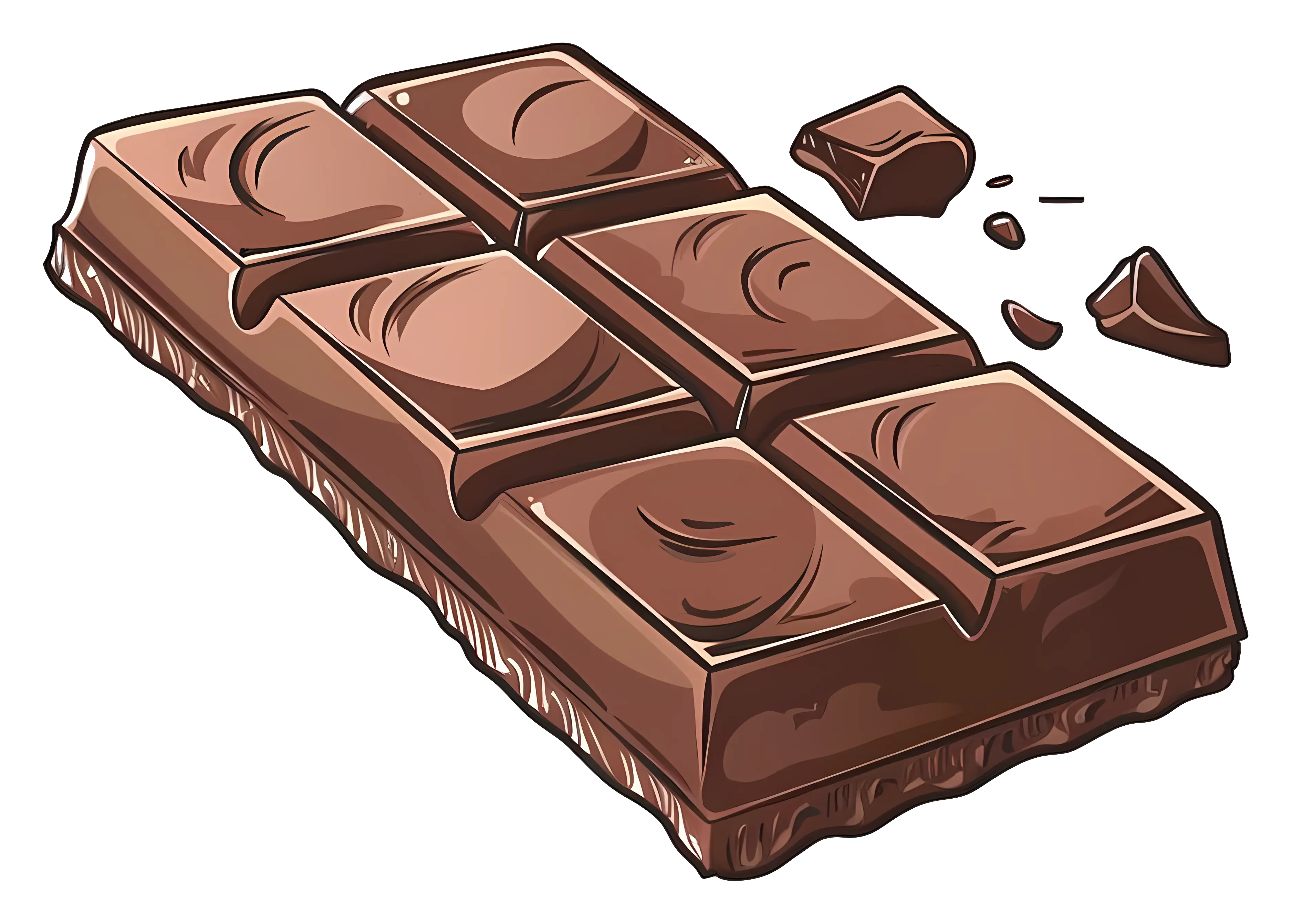 Illustration of Delicious Chocolate Bar with Broken Pieces