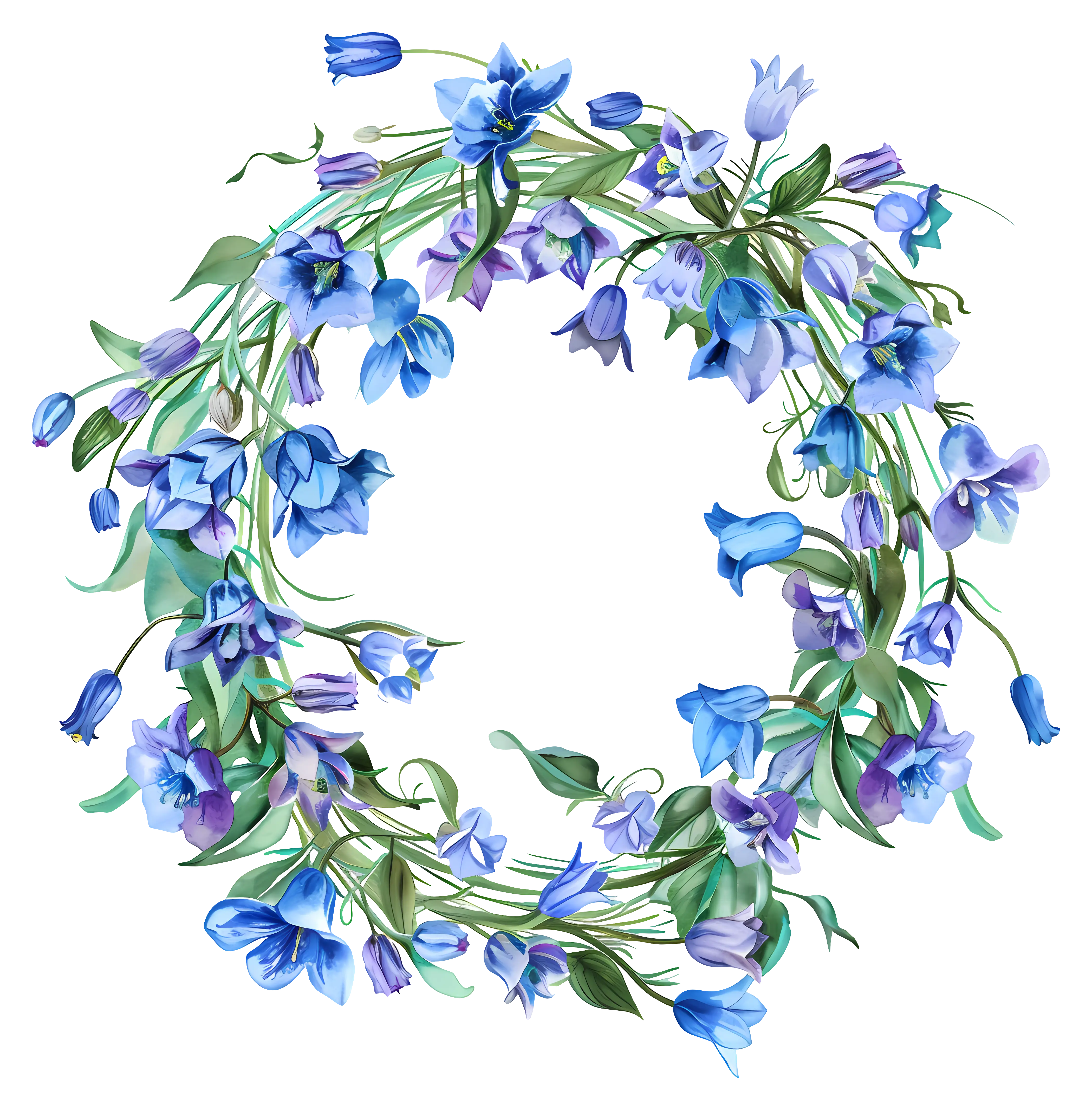 Handcrafted Blue Floral Wreath Design