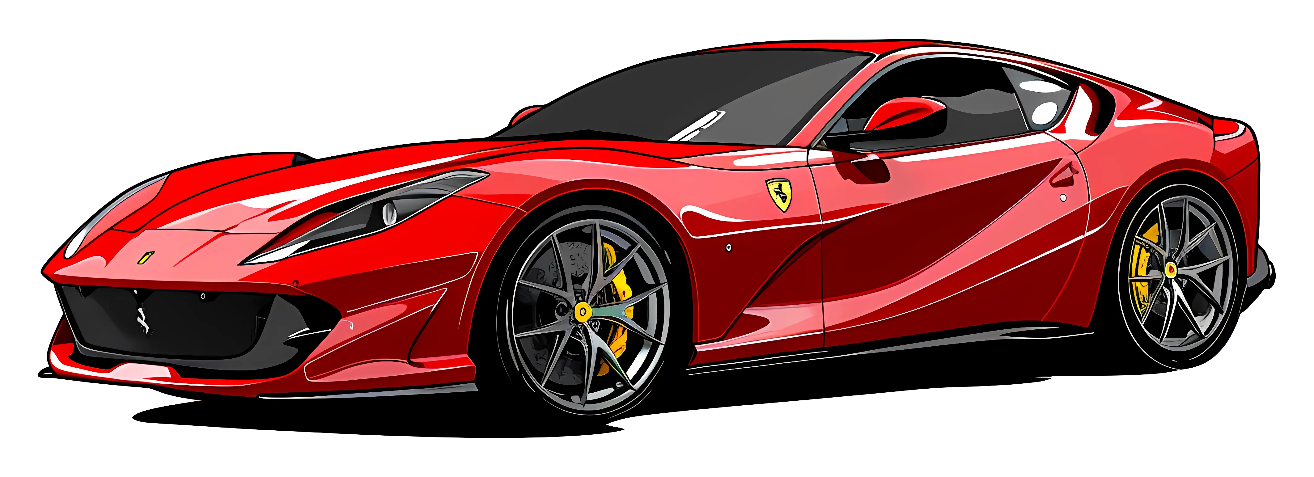 Red Luxury Sports Ferrari with Sleek Aerodynamics