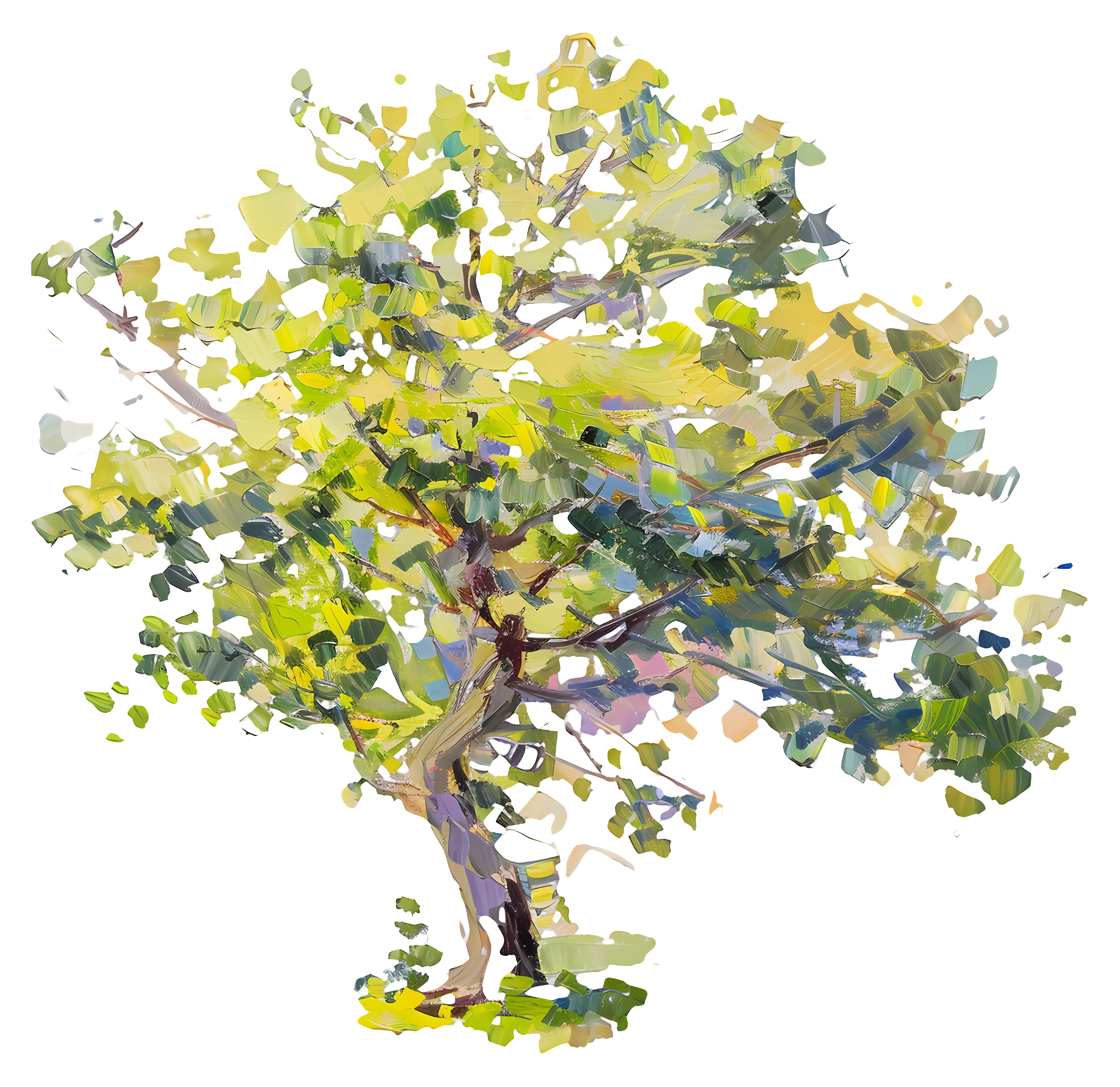 Abstract Green Tree Painting