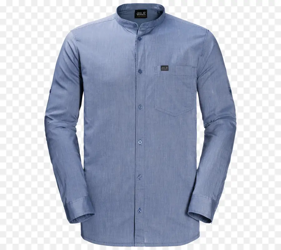 Classic Blue Long-Sleeve Button-Up Shirt