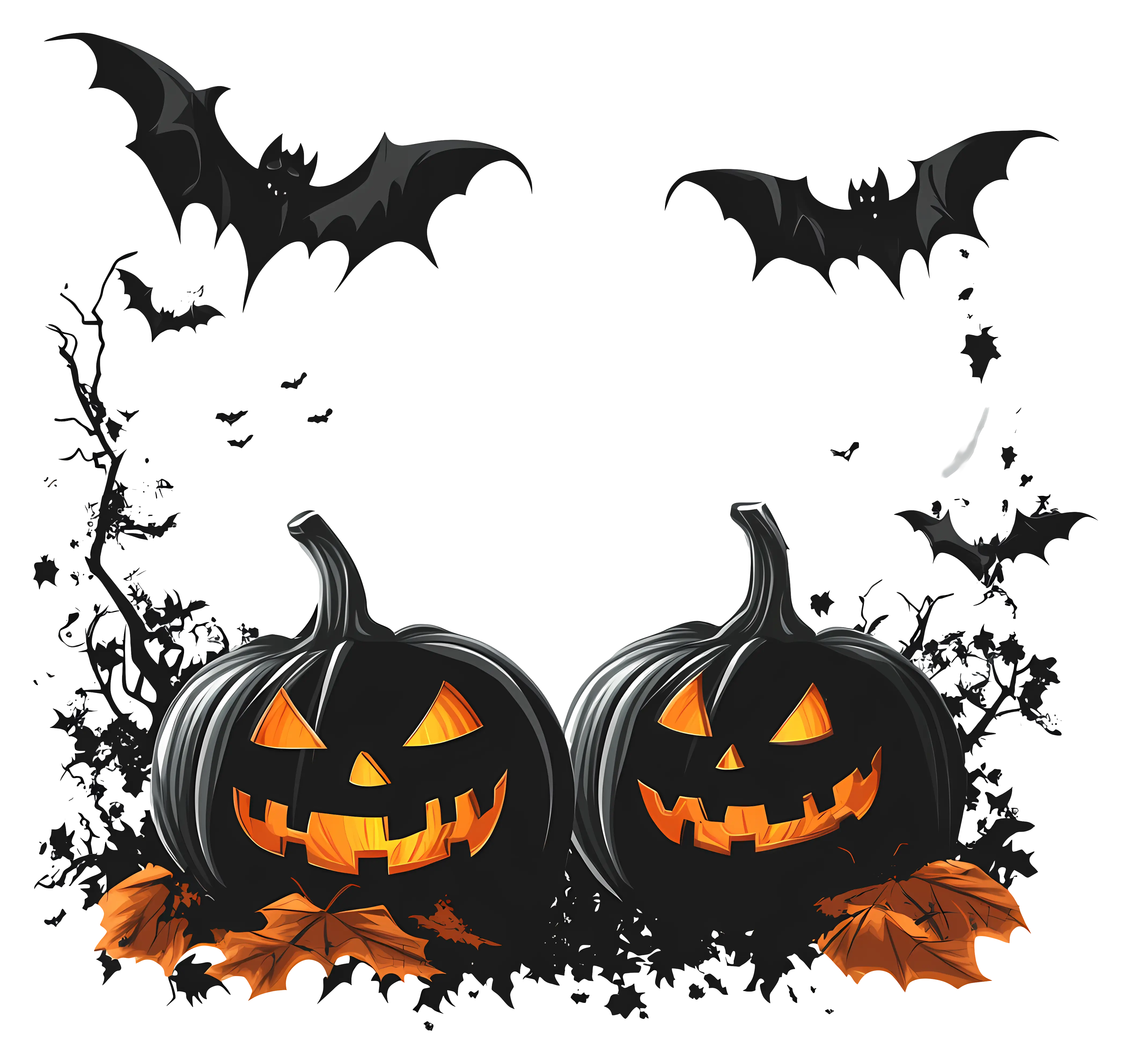 Jack-O-Lanterns and Flying Bats for Halloween