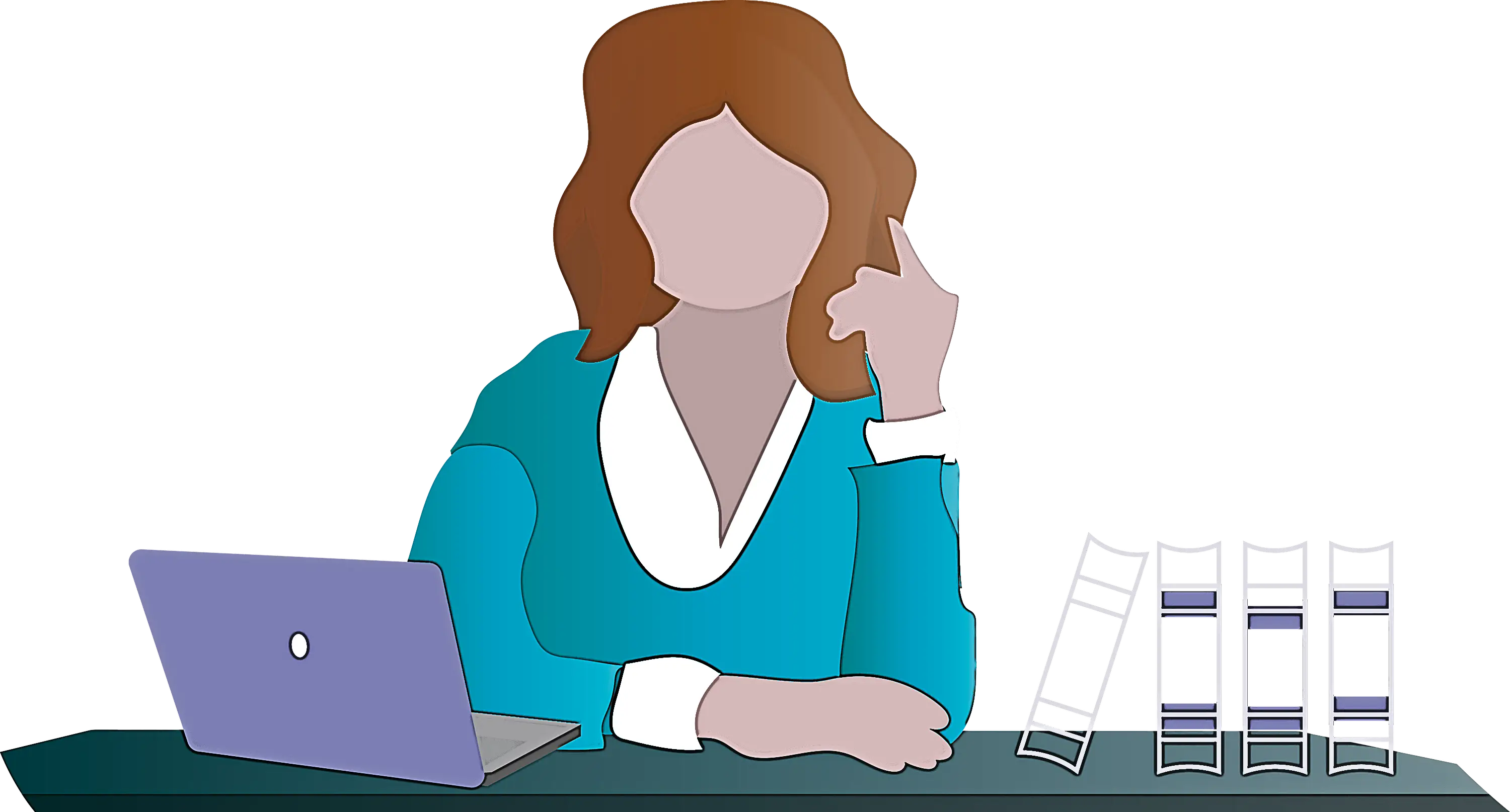 Businesswoman with Laptop at Desk Illustration