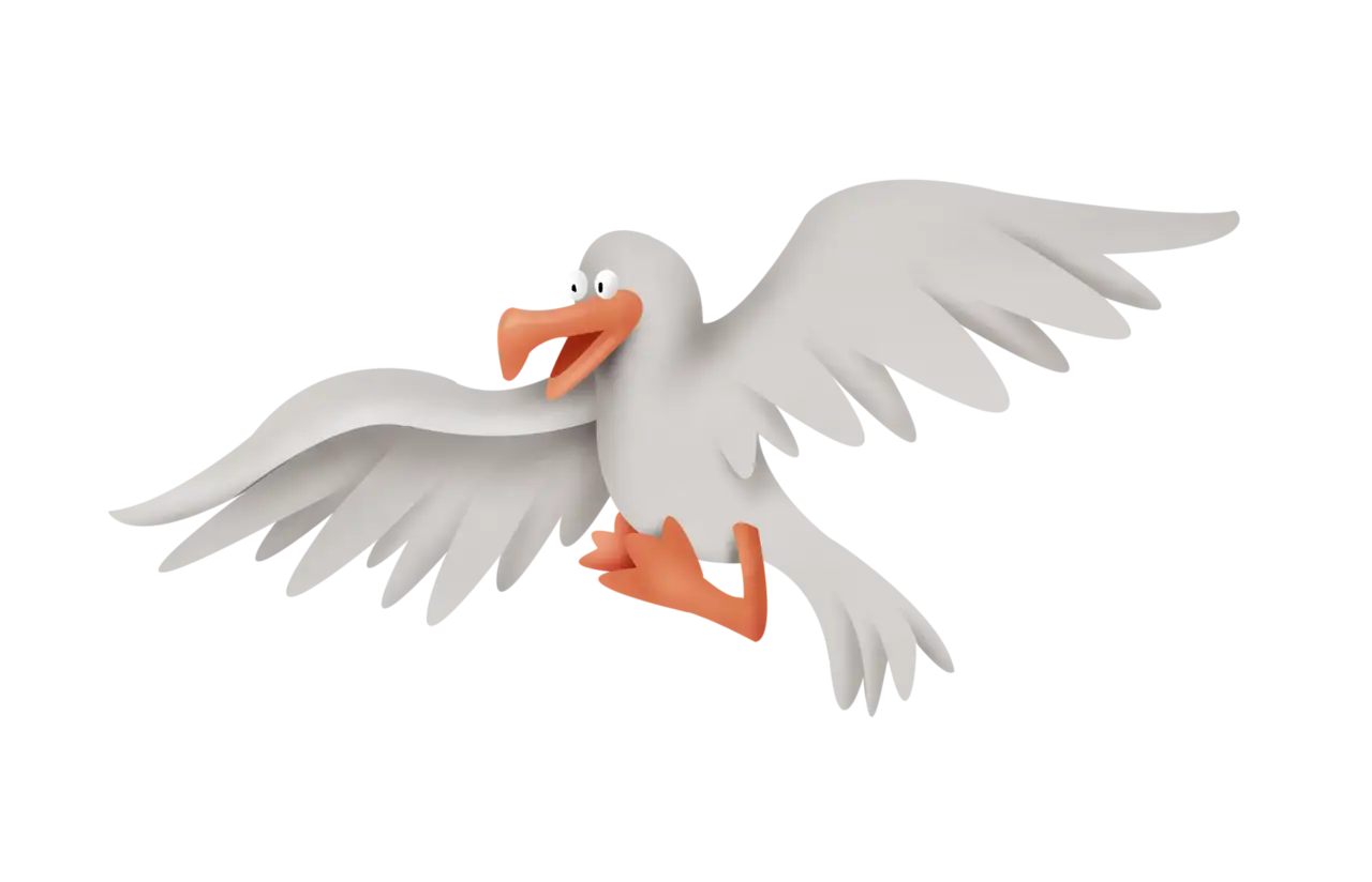 Cartoon Flying Seagull Illustration