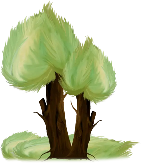 Cartoon Trees with Green Foliage