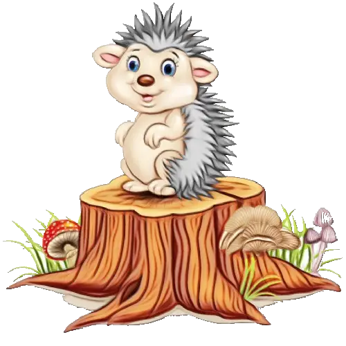 Cute Hedgehog on Tree Stump