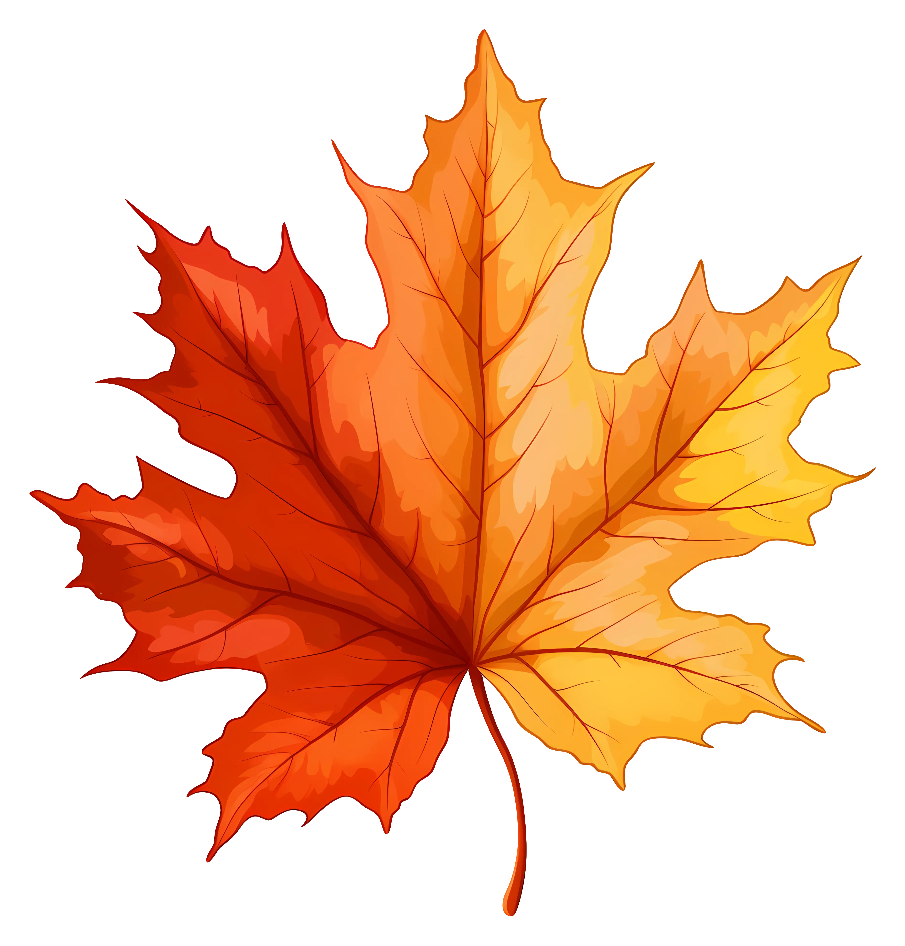 Orange and Yellow Autumn Maple Leaf Illustration