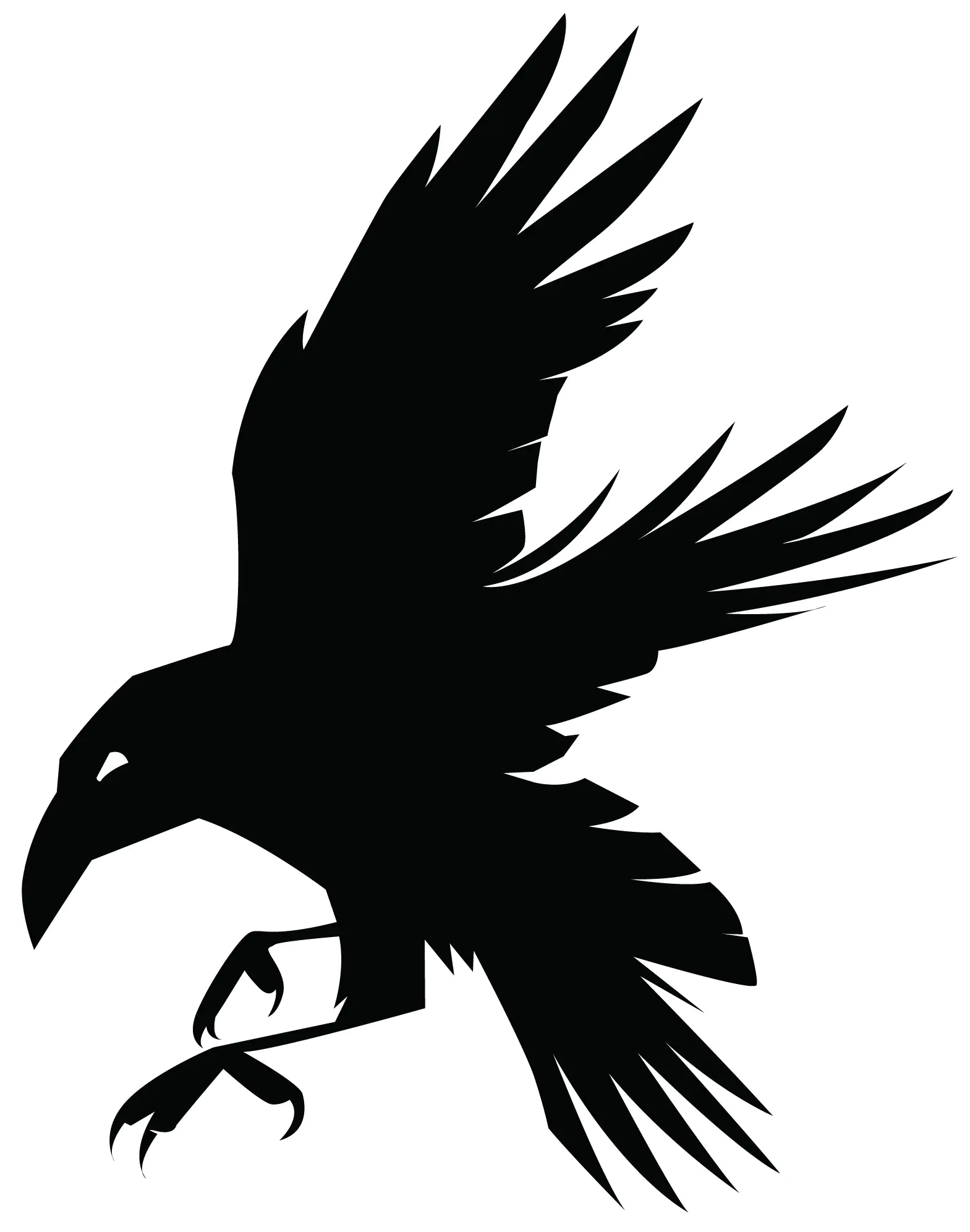 Black Raven Silhouette in Flight