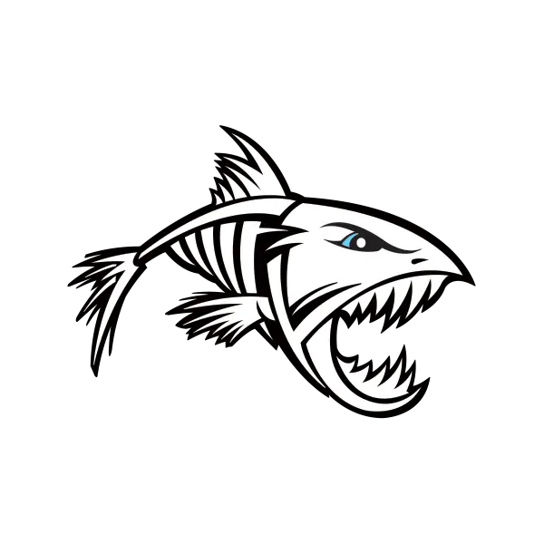 Stylized Fish Skeleton Drawing