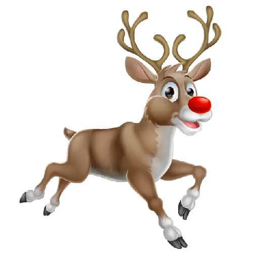Festive Cartoon Reindeer with Red Nose