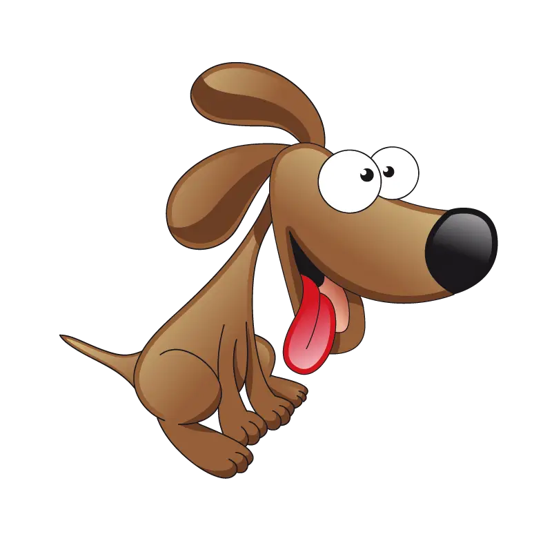 Cartoon Brown Dog with Tongue Out in a Playful Pose