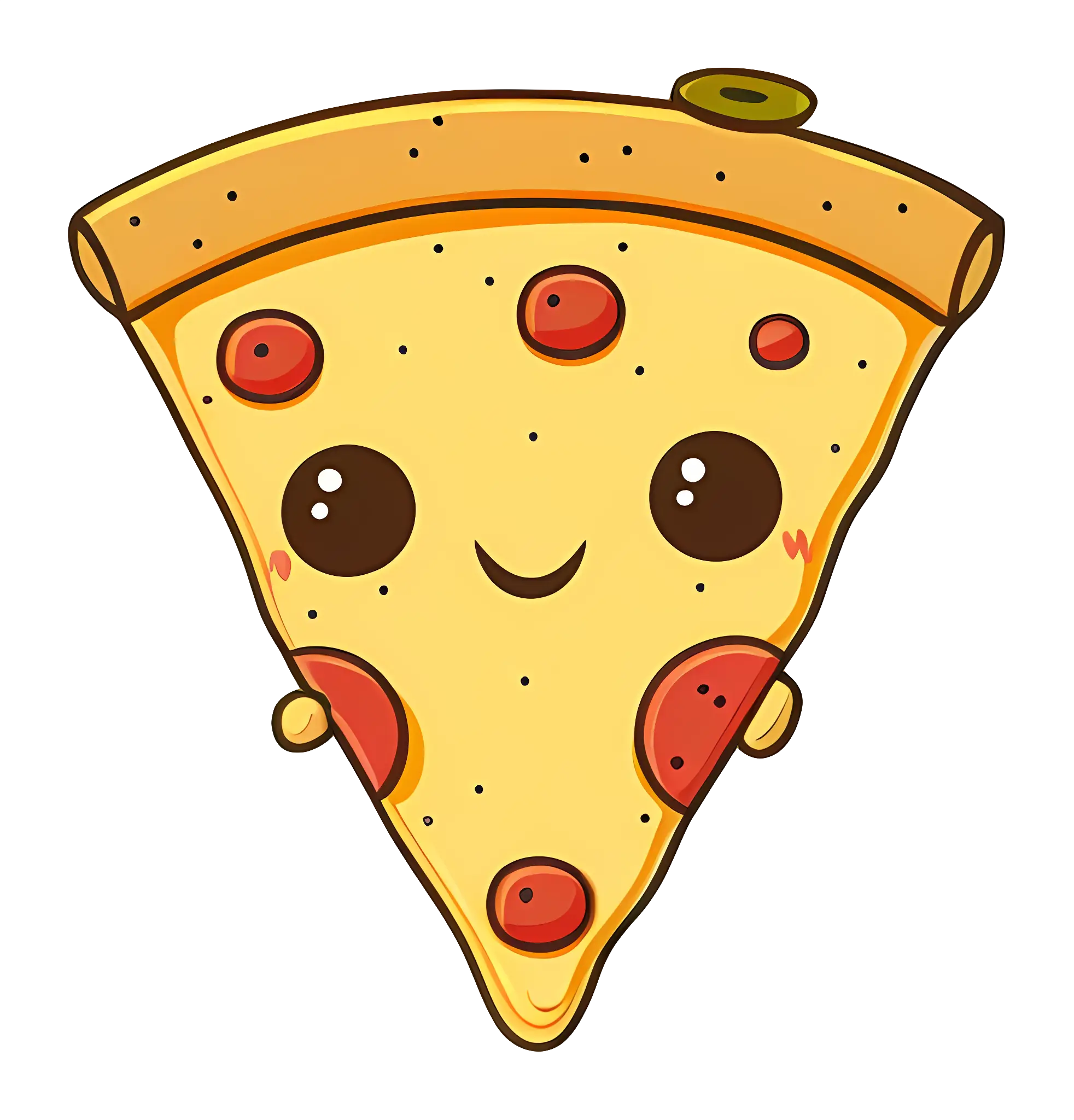 Cute Pizza Slice with Smiling Expression