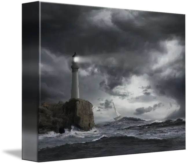 Lighthouse in Stormy Weather Seascape