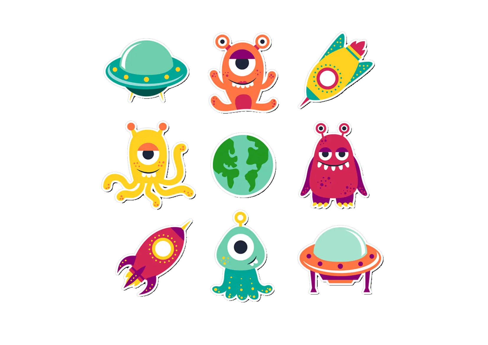 Colorful Cartoon Aliens